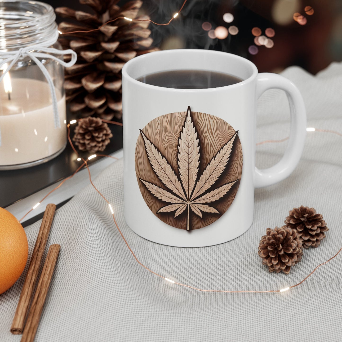 WOODEN WEED LEAF - Coffee Weed Mug (11oz)
