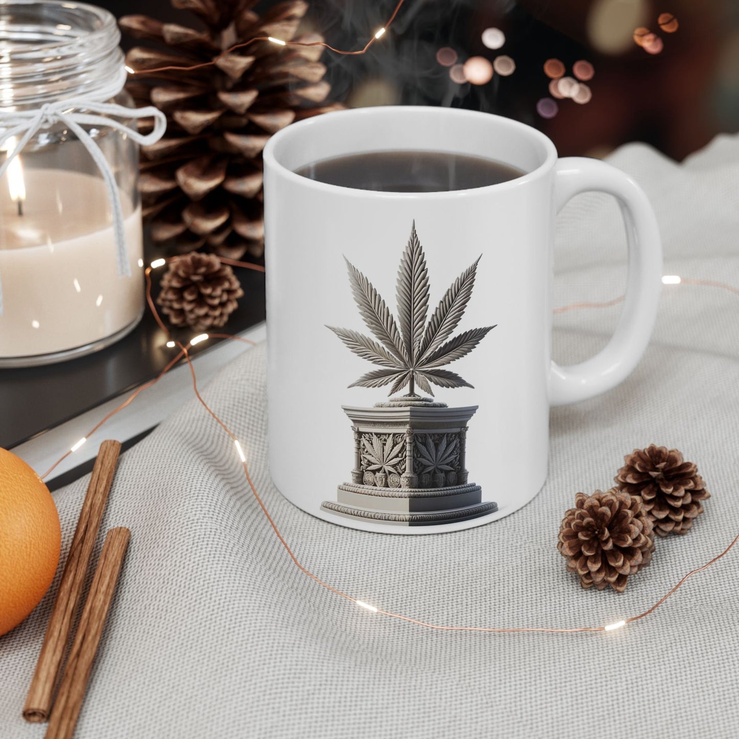 WEED LEAF STATUE - Cannabis Coffee Mug (11oz)