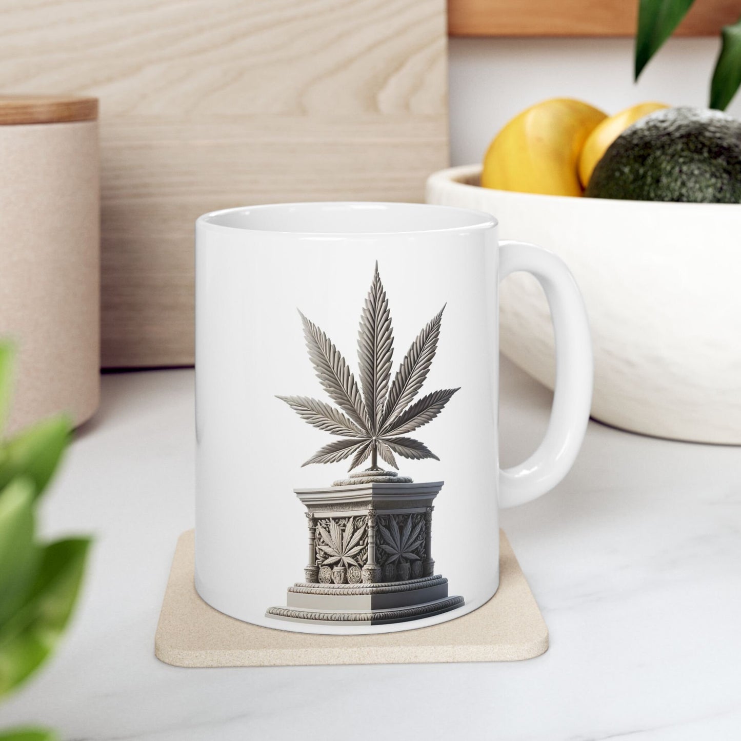 WEED LEAF STATUE - Cannabis Coffee Mug (11oz)