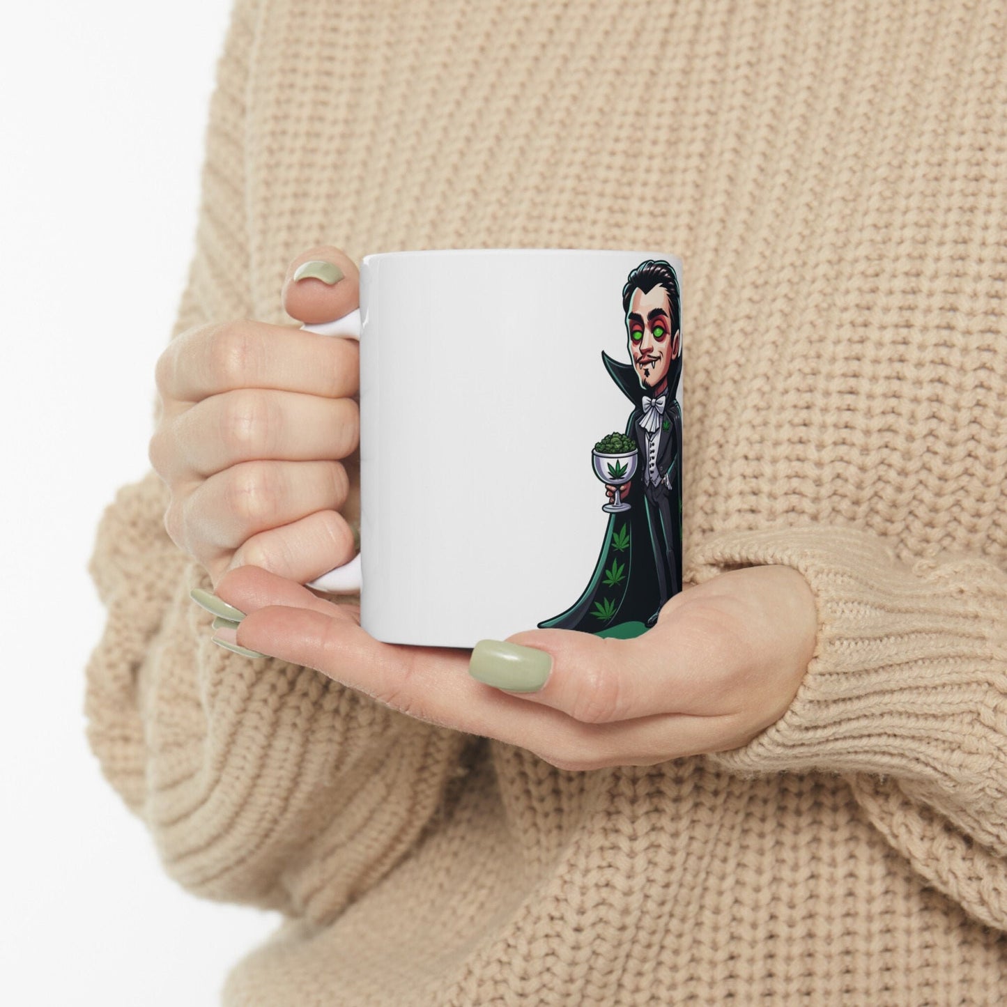 WEED VAMPIRE - Weed Coffee Mug (11oz) - Perfect Weed Gift for Weed Smokers, Stoners, Growers; Wake & Bake / 420 Weed Mug, Marijuana Gift