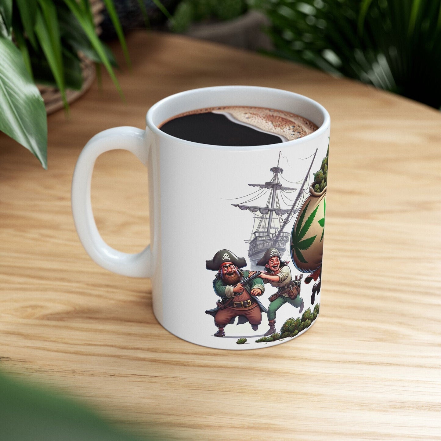WEED PIRATES LOOT - Weed Coffee Mug (11oz)- Perfect Weed Gift for Weed Smokers, Stoners, Growers; Wake & Bake / 420 Weed Mug, Marijuana Gift