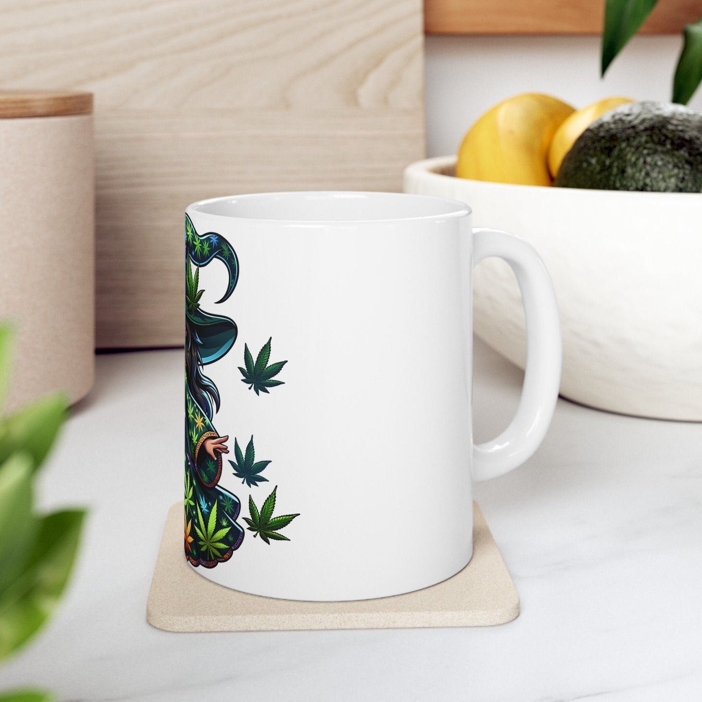 WEED WITCH, Black Hair - 420 Coffee Mug (11oz) Perfect Gift for Smokers/ Marijuana Gift; Wake & Bake Mug - Weed/Cannabis Cup, Stoner Mug
