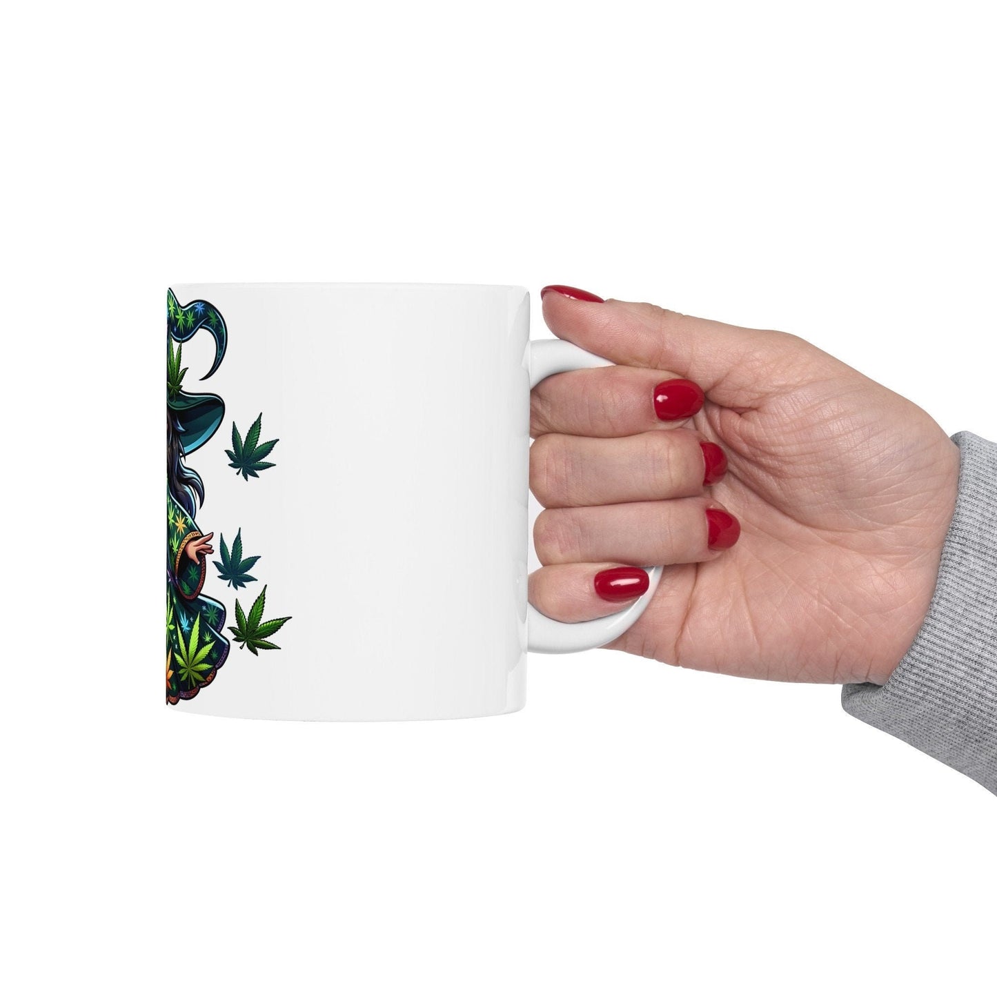 WEED WITCH, Black Hair - 420 Coffee Mug (11oz) Perfect Gift for Smokers/ Marijuana Gift; Wake & Bake Mug - Weed/Cannabis Cup, Stoner Mug