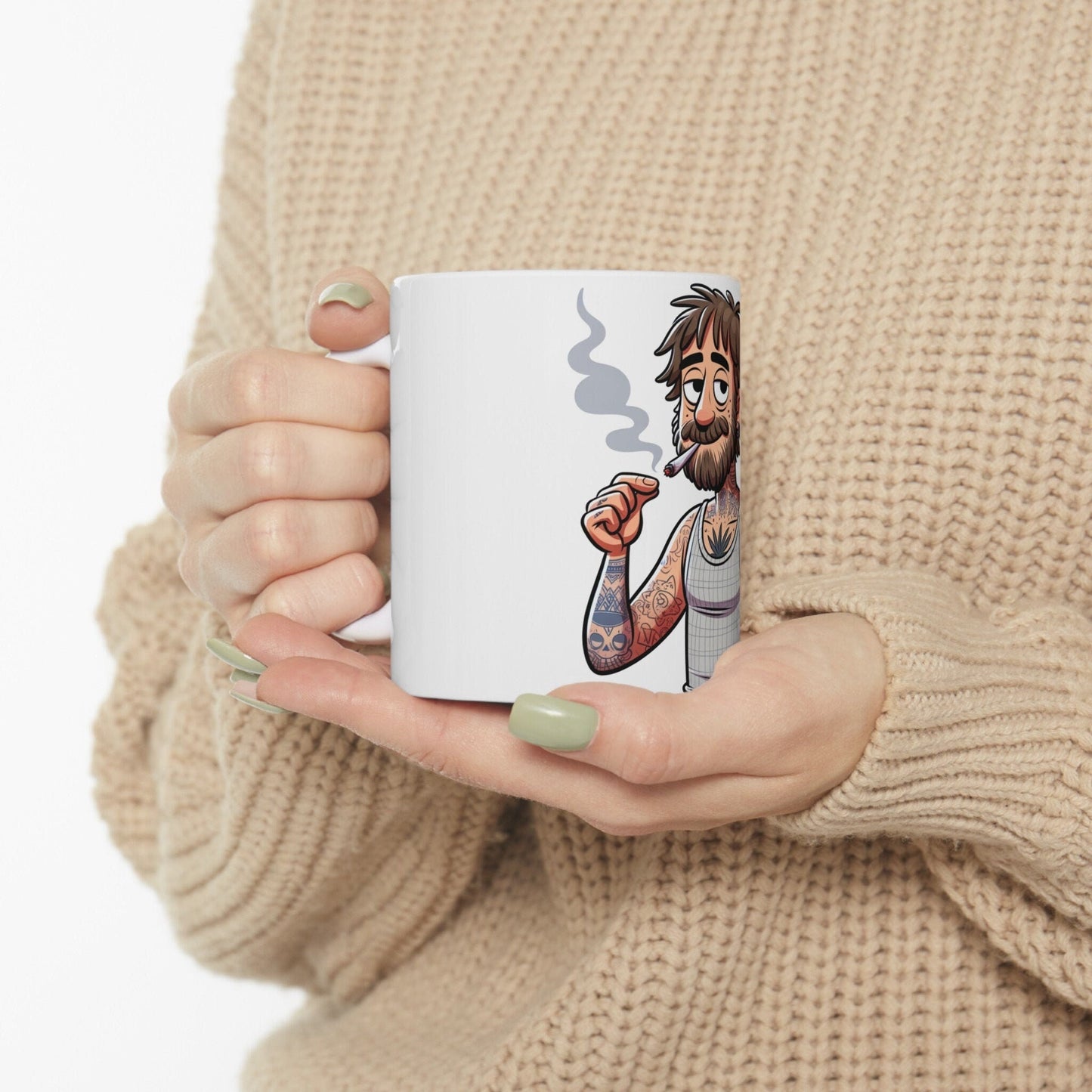 TATTOOD STONER DAD - 420 Coffee Mug (11oz) Perfect Gift for Smokers/ Marijuana Gift; Wake & Bake Mug - Cannabis Cup / Stoner Mug - Dad Gift