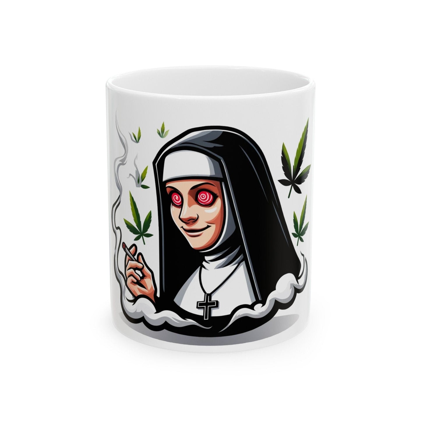 WEED NUN - 420 Coffee Mug (11oz) Perfect Gift for Smokers/ Marijuana Gift; Wake and Bake Mug - Cannabis Cup / Stoner Mug - Boyfriend Gift