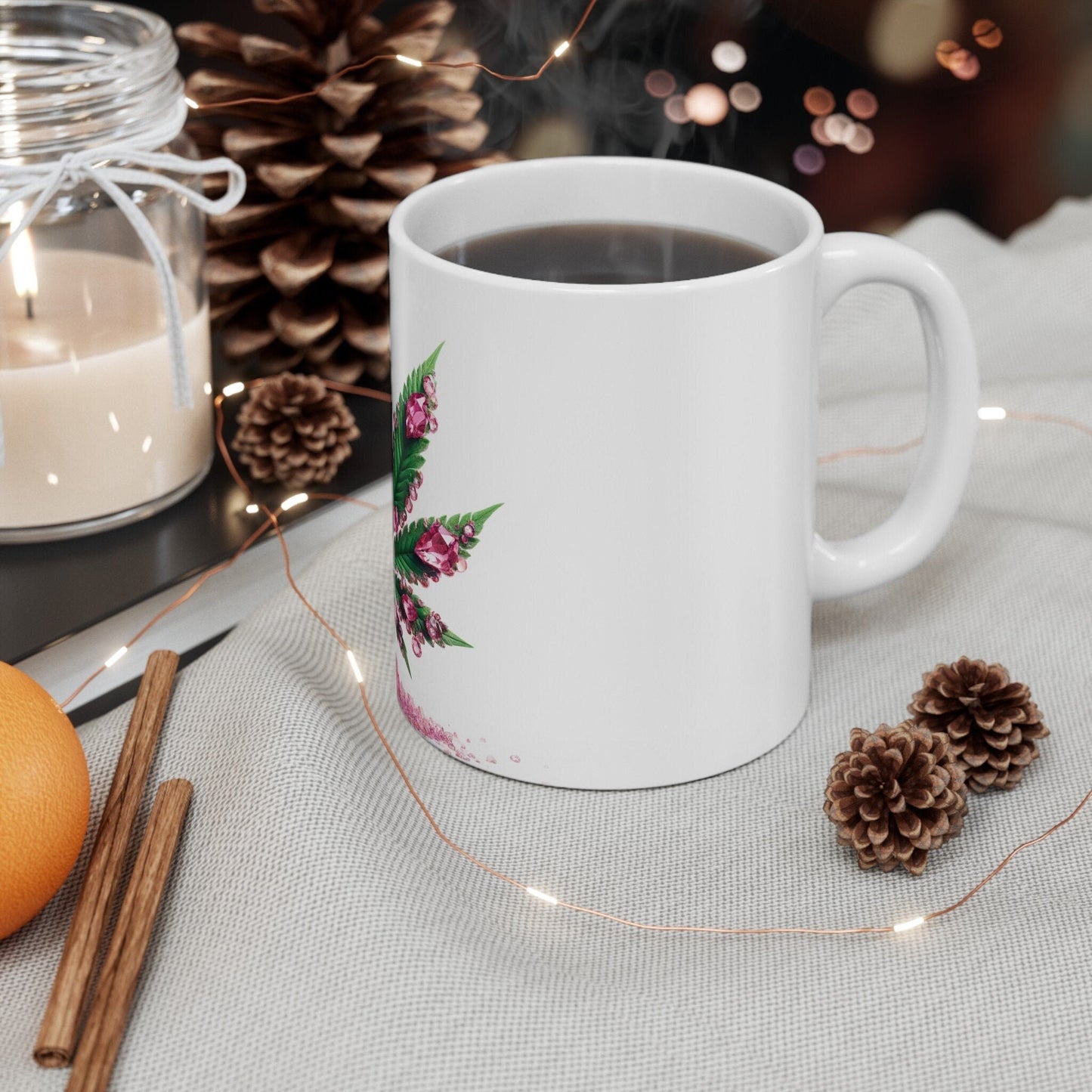 PINK WEED CRYSTALS - 420 Coffee Mug (11oz) Perfect Gift for Smokers/ Marijuana Gift; Wake and Bake Mug - Cannabis Cup / Stoner Mug