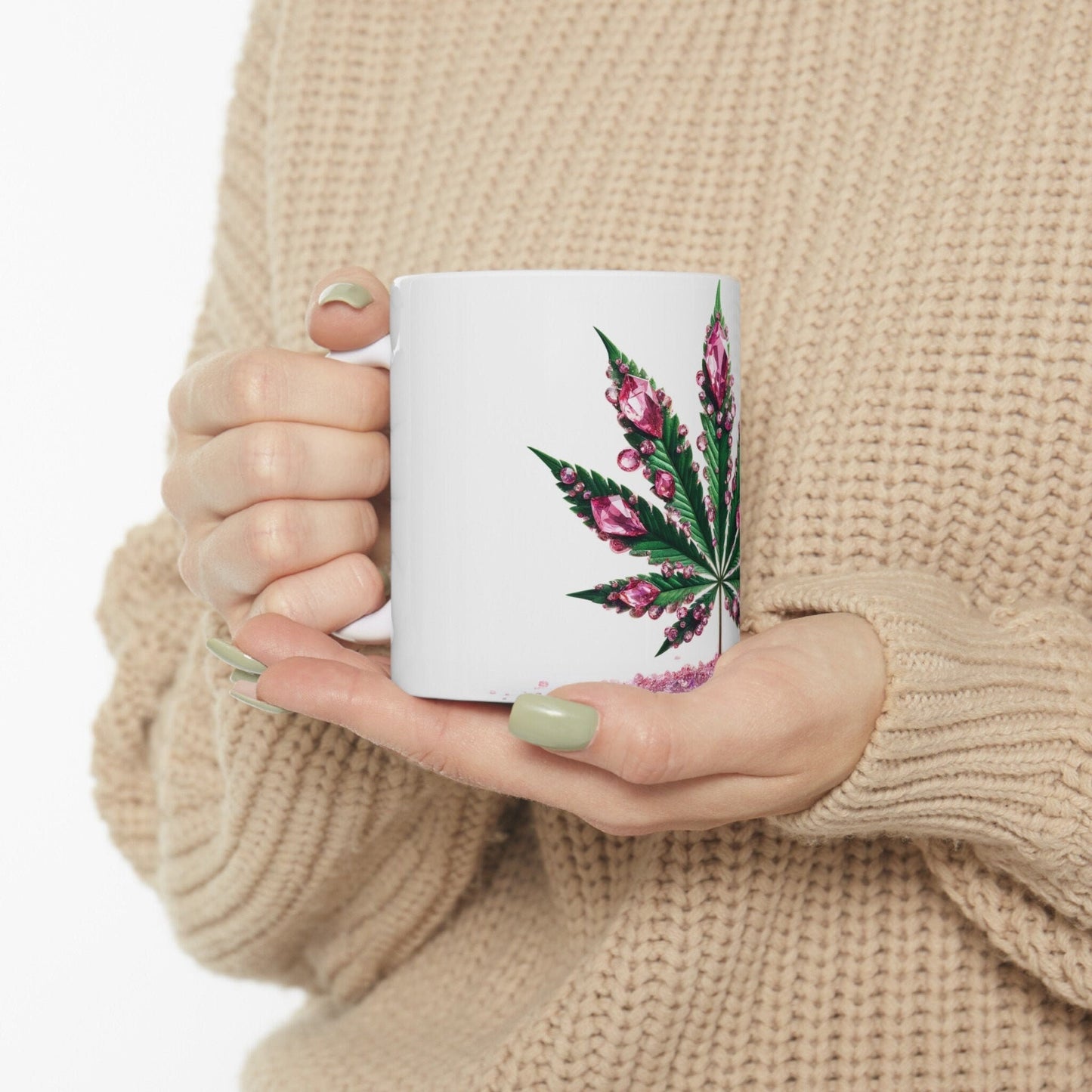 PINK WEED CRYSTALS - 420 Coffee Mug (11oz) Perfect Gift for Smokers/ Marijuana Gift; Wake and Bake Mug - Cannabis Cup / Stoner Mug