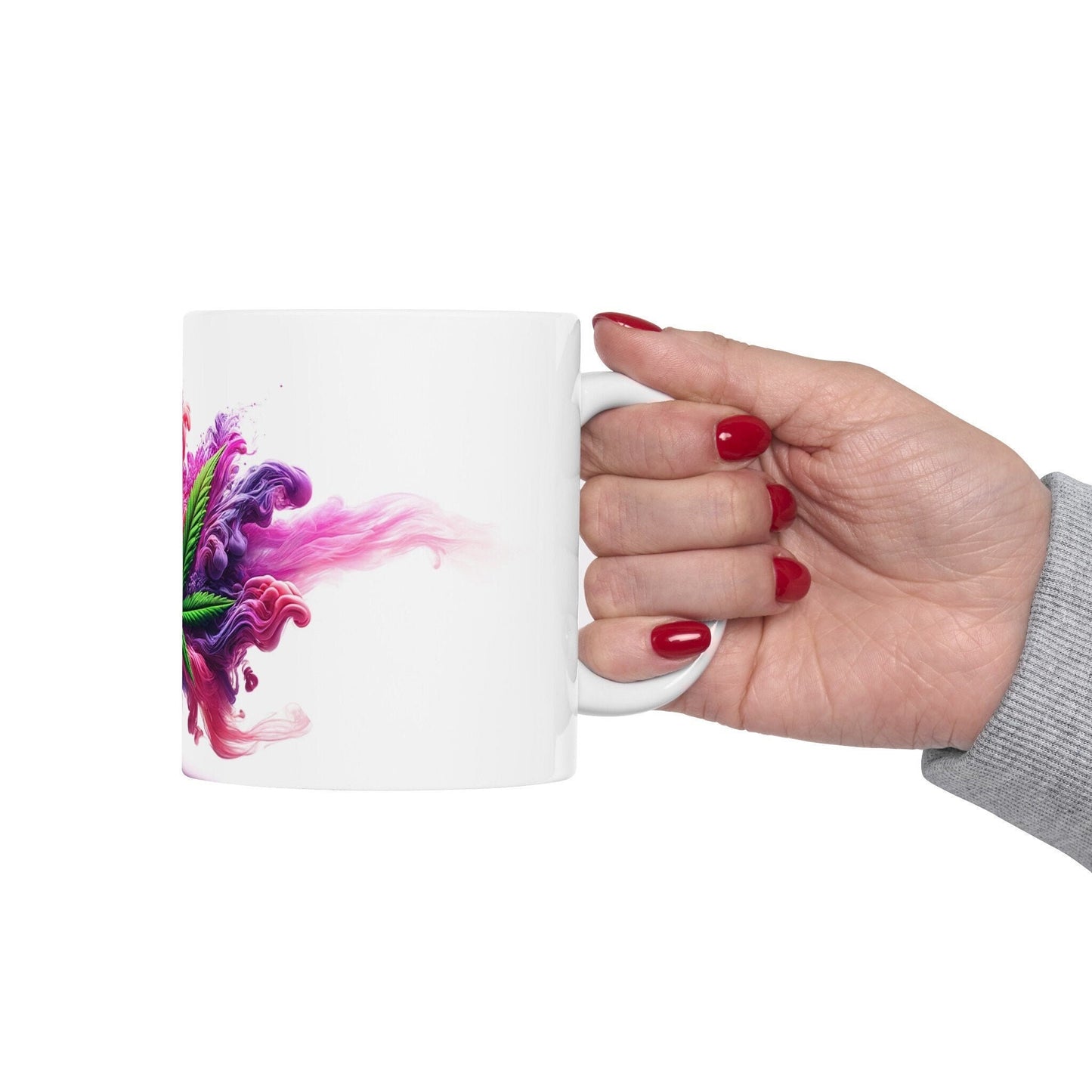 PURPLE/PINK SMOKEY Leaf - 420 Coffee Mugs (11oz) Perfect Gift for Smokers/ Marijuana Gift; Wake and Bake Mug - Cannabis Cup / Stoner Mug