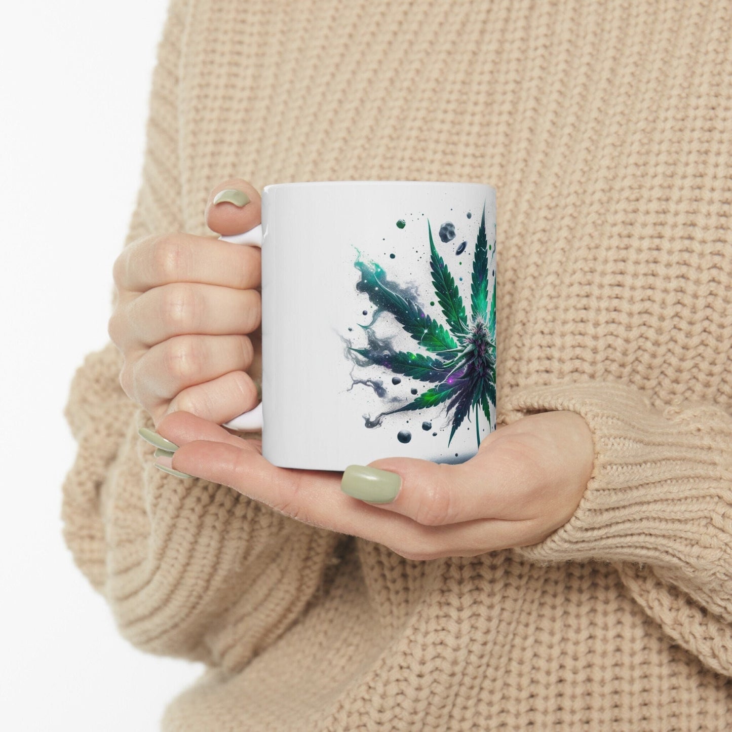 SPACEY WEED LEAF - 420 Coffee Mug (11oz) Perfect Gift for Smokers/ Marijuana Gift; Wake and Bake Mug - Cannabis Cup / Stoner Mug