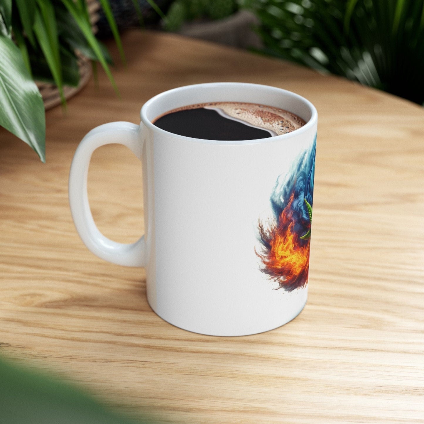 FIRE & WATER WEED Leaf - 420 Coffee Mugs (11oz) Perfect Gift for Smokers/ Marijuana Gift; Wake and Bake Mug - Cannabis Cup / Stoner Mug