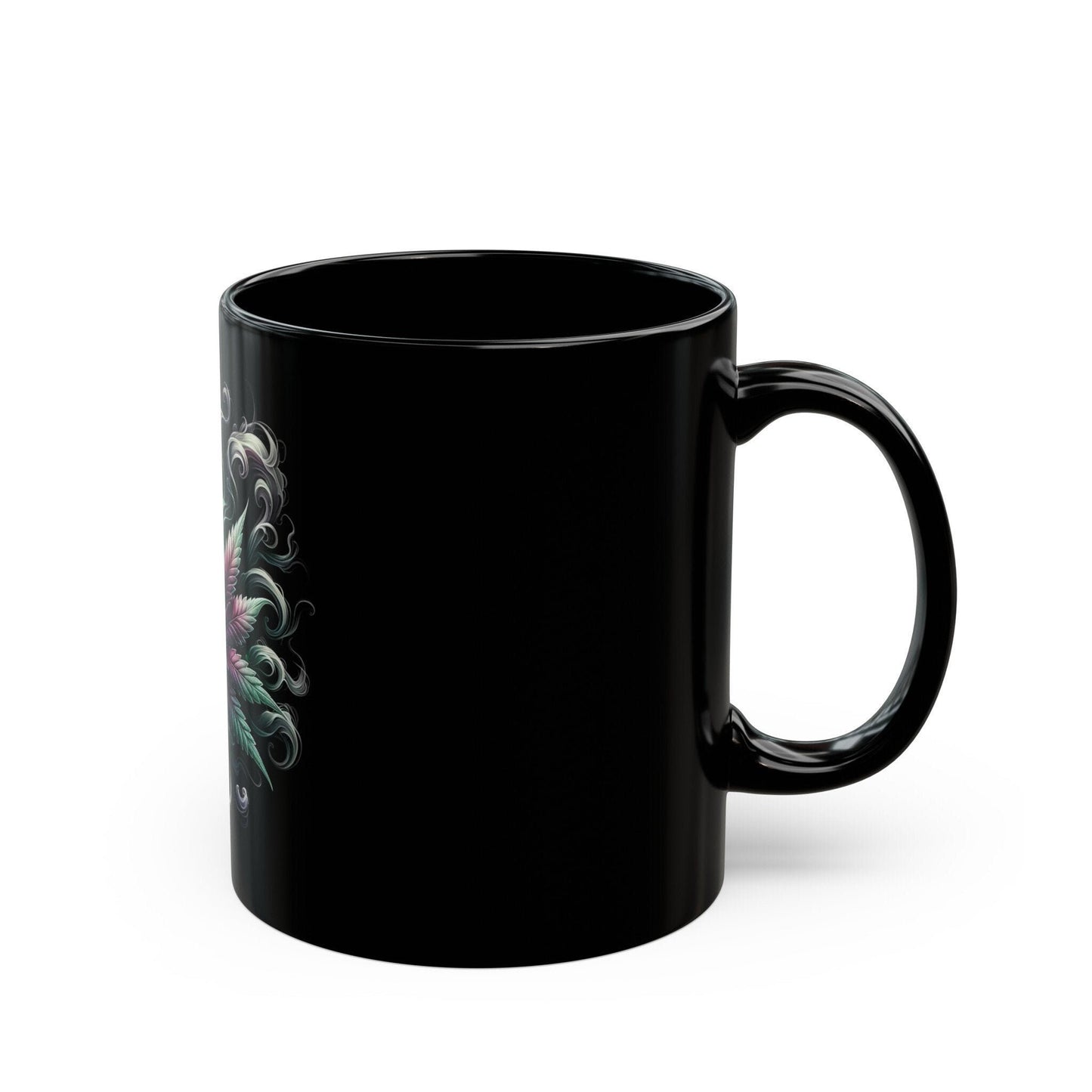 VIBEY WEED LEAF - Weed Coffee Mug (Black 11oz) - Perfect Gift for Smokers, Stoners, Flowers; Wake and Bake Mug / Weed Mug / Black Mug