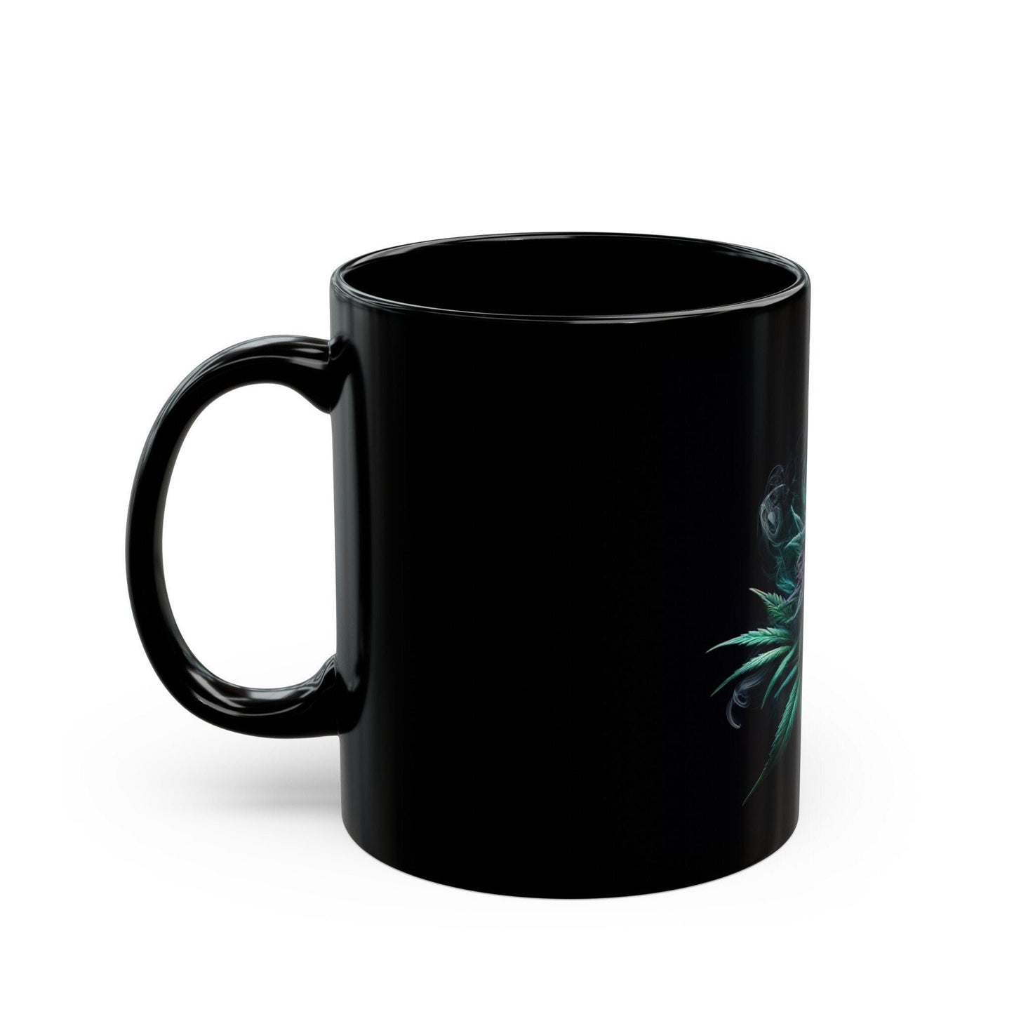 SMOKEY WEED PLANT - Weed Coffee Mug (Black 11oz) - Perfect Gift for Smokers, Stoners, Flowers; Wake and Bake Mug / Weed Mug / Black Mug