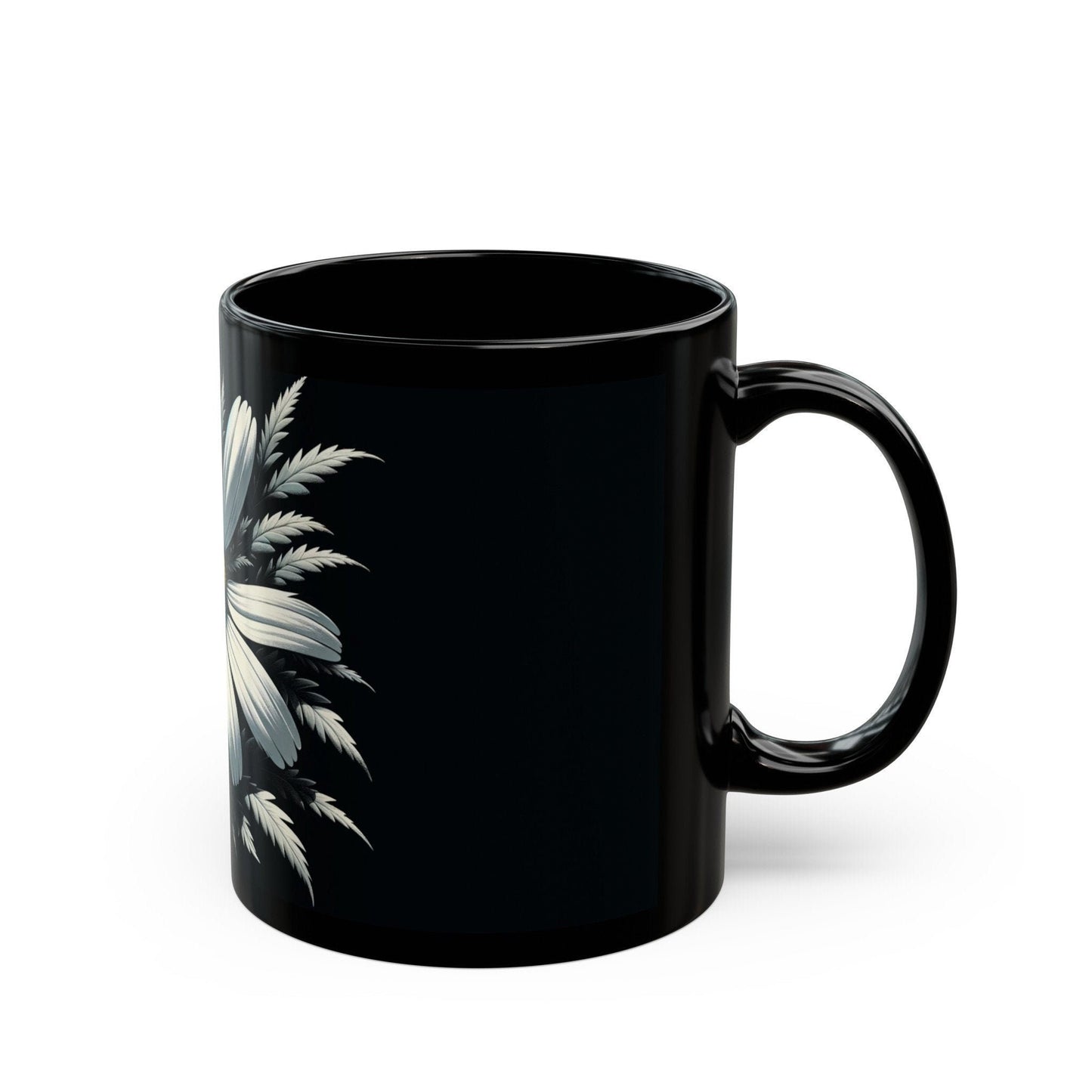 DAISY WEED FLOWER - Weed Coffee Mug (Black 11oz) - Perfect Gift for Smokers, Stoners, Flowers; Wake and Bake Mug / Weed Mug / Black Mug
