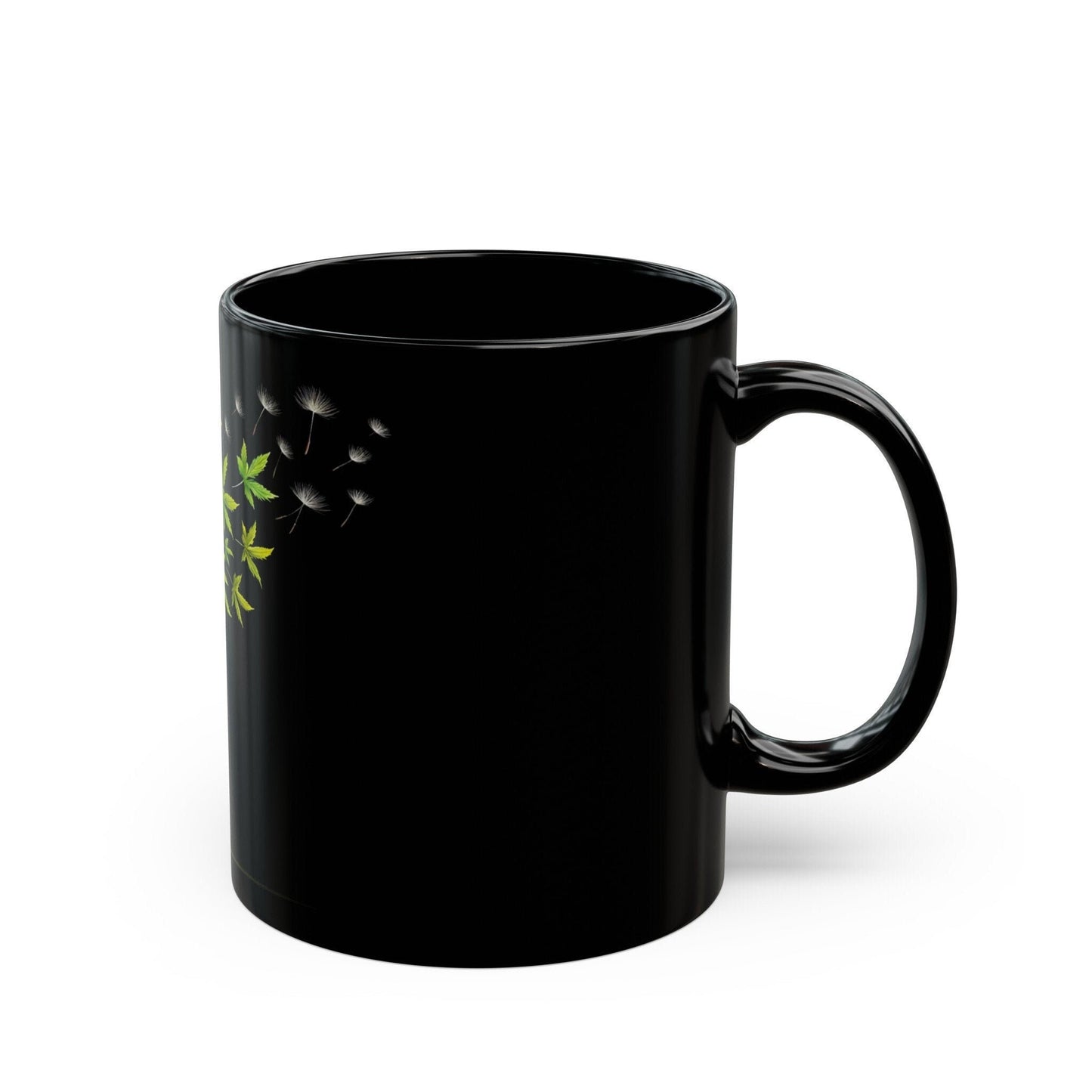 DANDELION WEED FLOWER - Weed Coffee Mug (Black 11oz) - Perfect Gift for Smokers, Stoners, Flowers; Wake and Bake Mug / Weed Mug / Black Mug