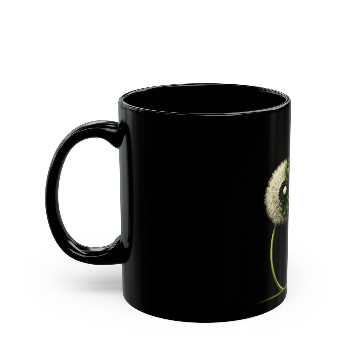 DANDELION WEED FLOWER - Weed Coffee Mug (Black 11oz) - Perfect Gift for Smokers, Stoners, Flowers; Wake and Bake Mug / Weed Mug / Black Mug