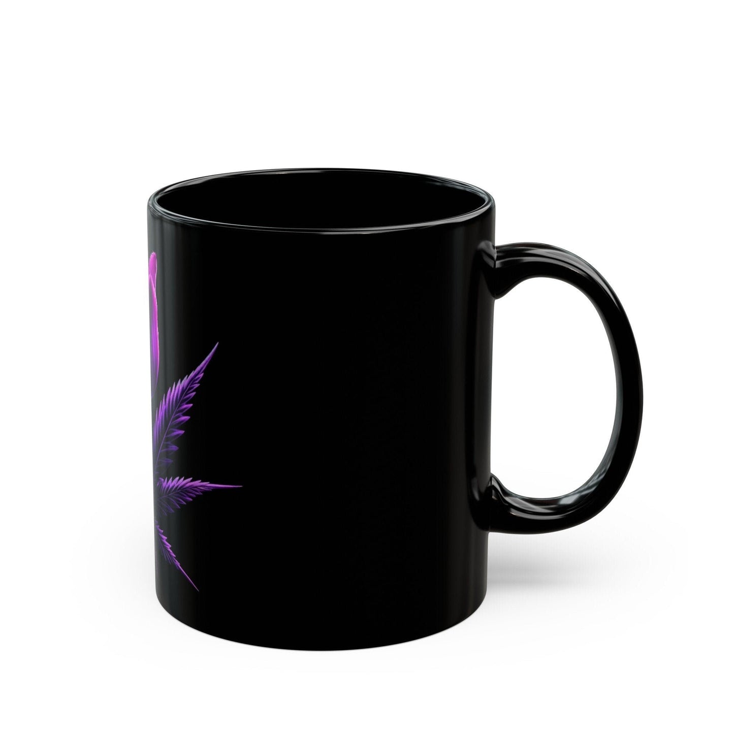 PURPLE TULIP Weed FLOWER - Weed Coffee Mug (Black 11oz) - Perfect Gift for Smokers, Stoners, Growers; Wake & Bake Mug / Weed Mug / Black Mug