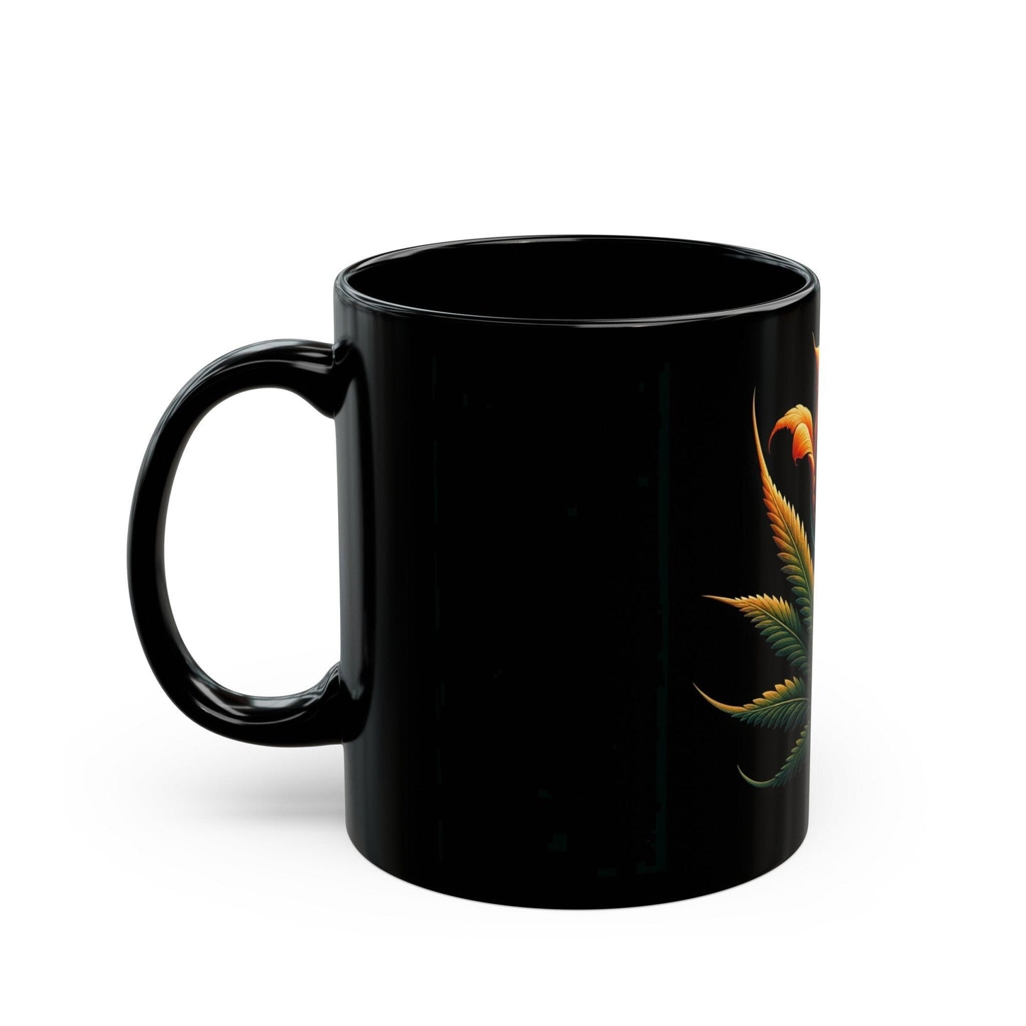 TULIP WEED FLOWER - Weed Coffee Mug (Black 11oz) - Perfect Gift for Smokers, Stoners, Flowers; Wake and Bake Mug / Weed Mug / Black Mug