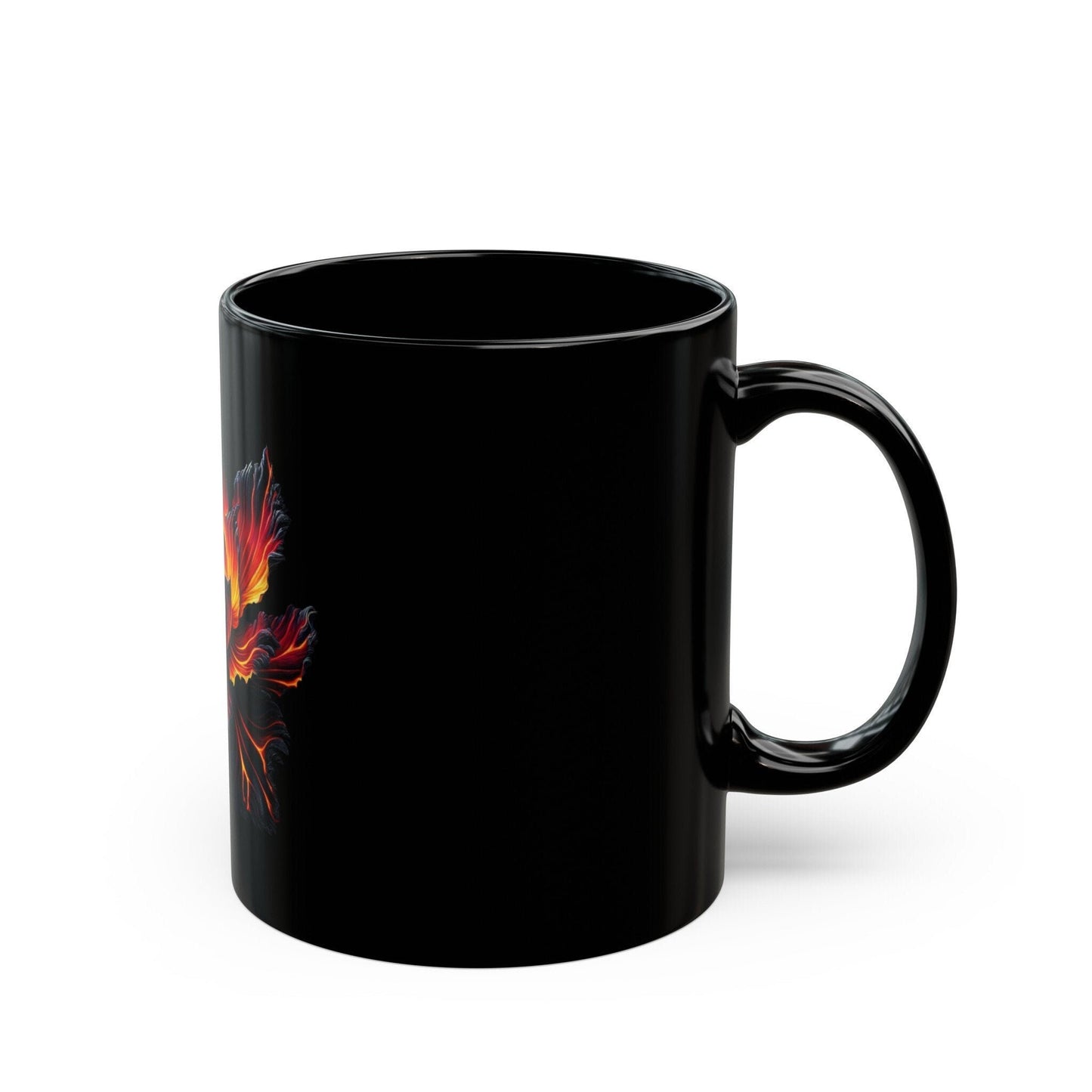 FIREY WEED FLOWER - Weed Coffee Mug (Black 11oz) - Perfect Gift for Smokers, Stoners, Growers; Wake and Bake Mug / Weed Mug / Black Mug