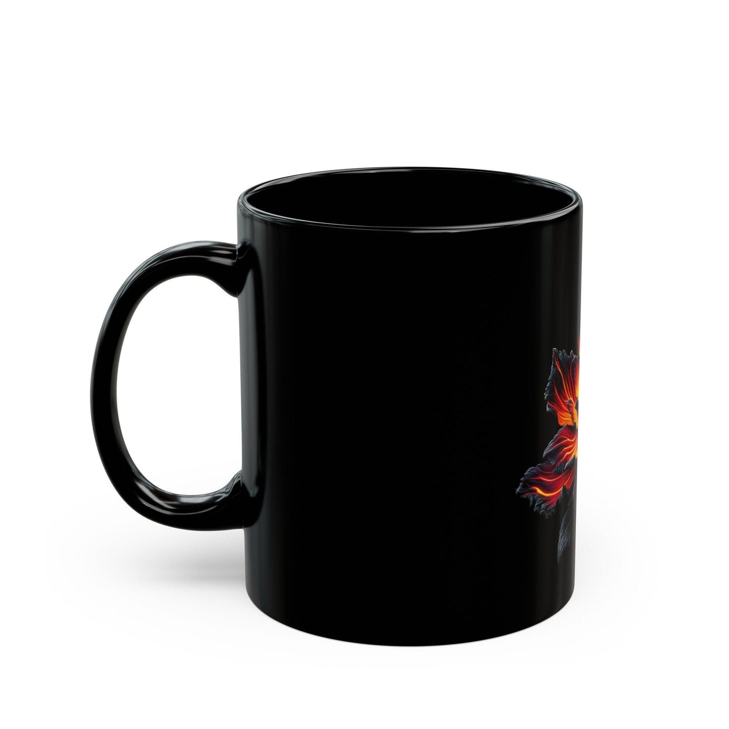 FIREY WEED FLOWER - Weed Coffee Mug (Black 11oz) - Perfect Gift for Smokers, Stoners, Growers; Wake and Bake Mug / Weed Mug / Black Mug
