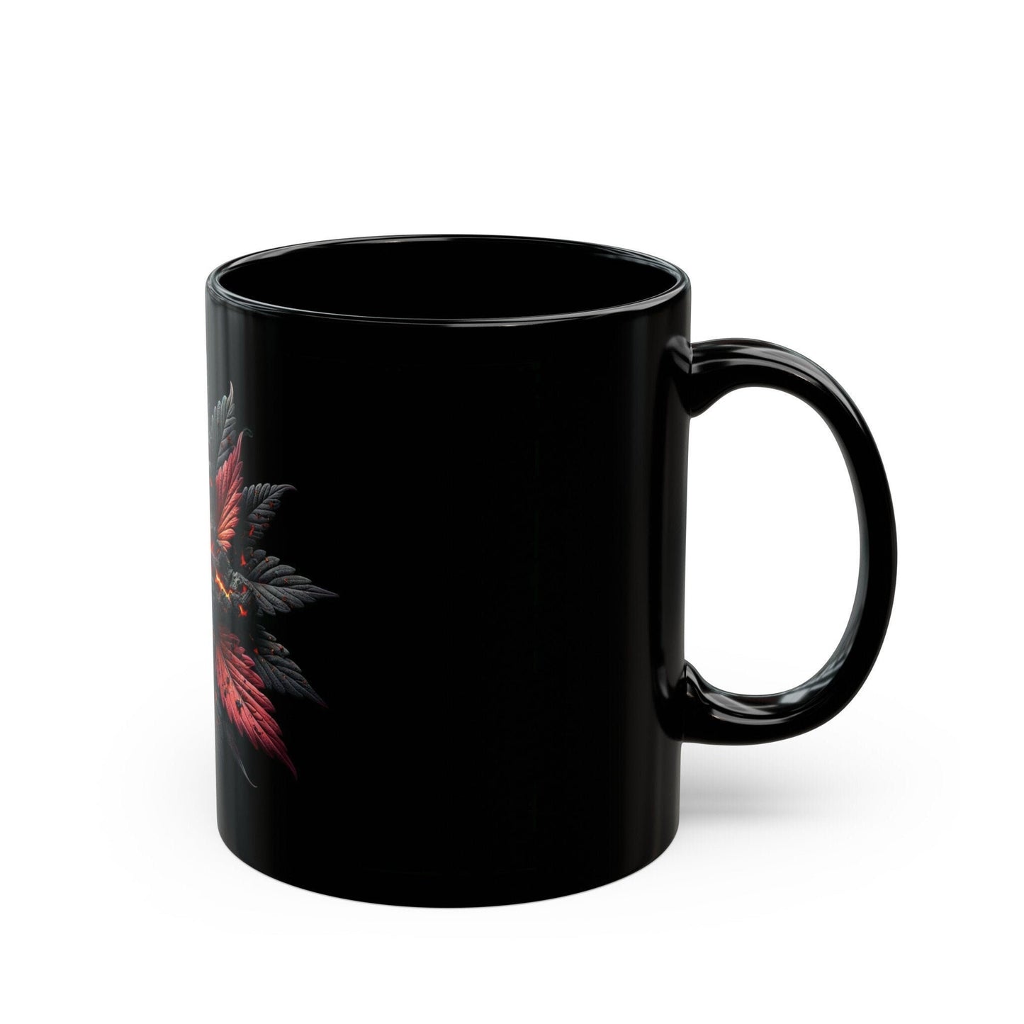 VOLCANIC WEED FLOWER - Weed Coffee Mug (11oz) Black - Perfect Gift for Smokers, Stoners, Growers; Wake and Bake Mug / Weed Mug / Black Mug