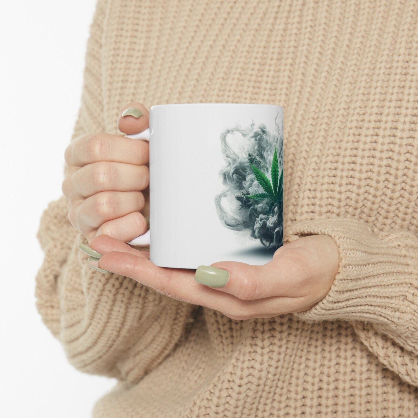 SMOKEY WEED FLOWER - Weed Coffee Mugs (11oz) Perfect Gift for Smokers/ Marijuana Gift; Wake and Bake Mug - Cannabis Cup / Stoner Mug