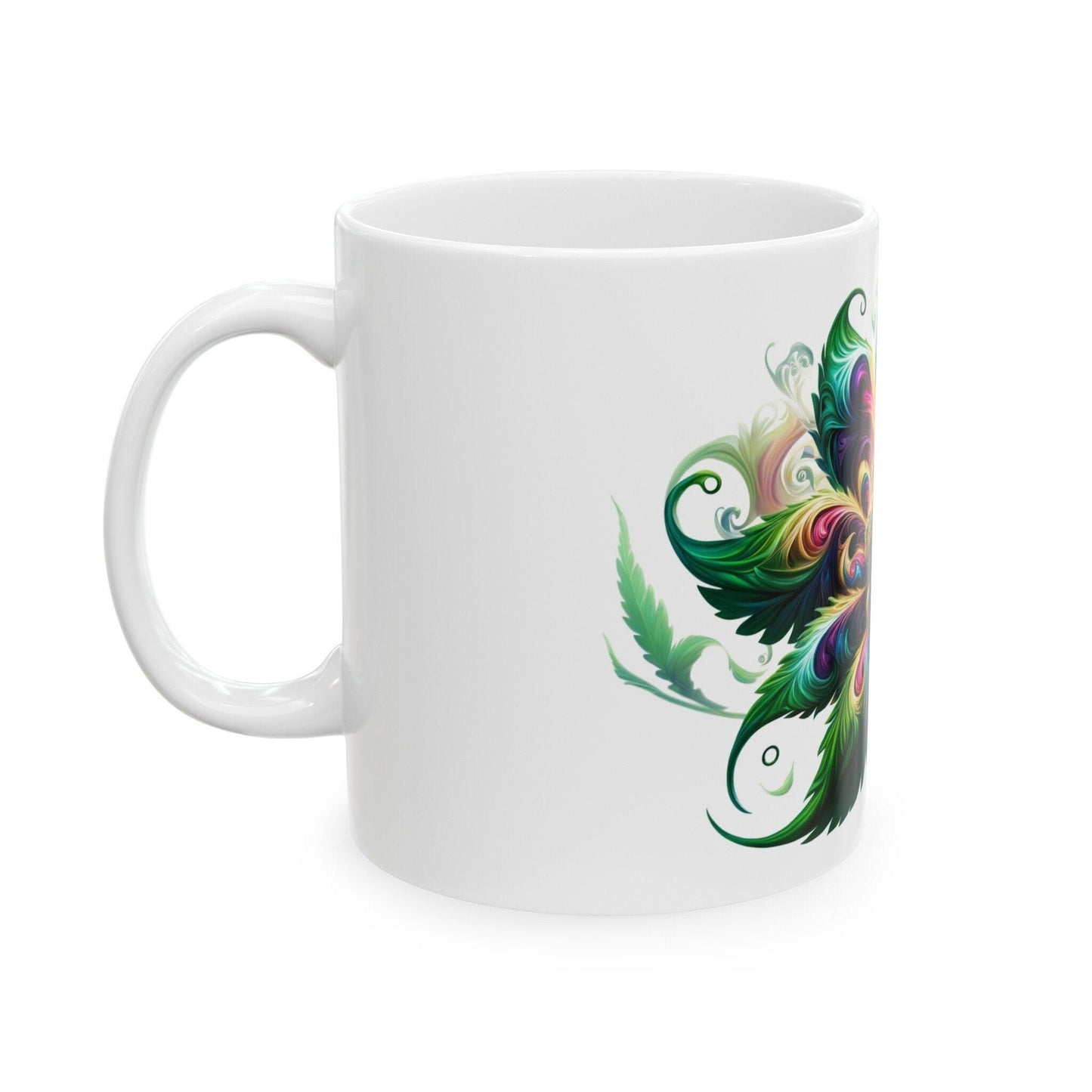 ARTSY WEED FLOWER - Weed Coffee Mugs (11oz) Perfect Gift for Smokers/ Marijuana Gift; Wake and Bake Mug - Cannabis Cup / Stoner Mug