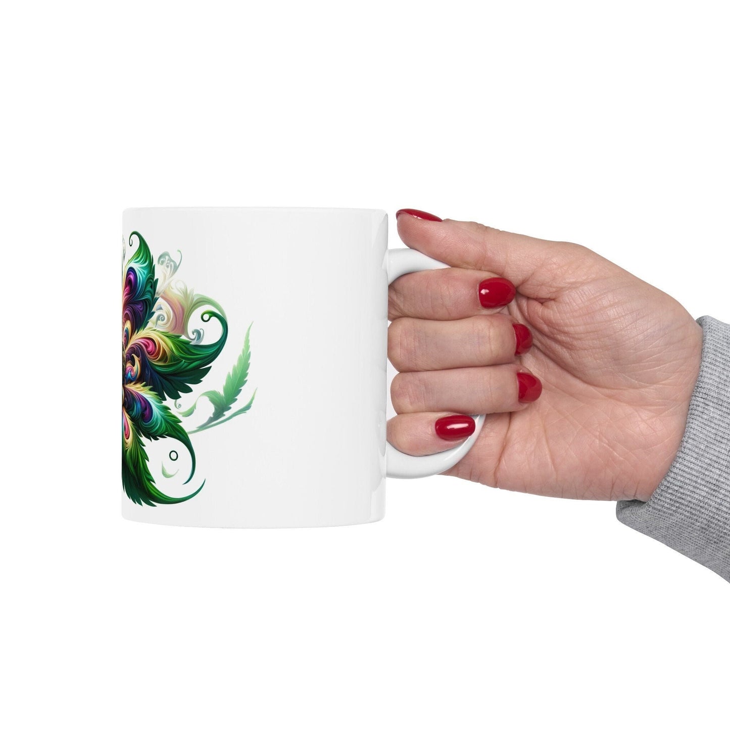 ARTSY WEED FLOWER - Weed Coffee Mugs (11oz) Perfect Gift for Smokers/ Marijuana Gift; Wake and Bake Mug - Cannabis Cup / Stoner Mug