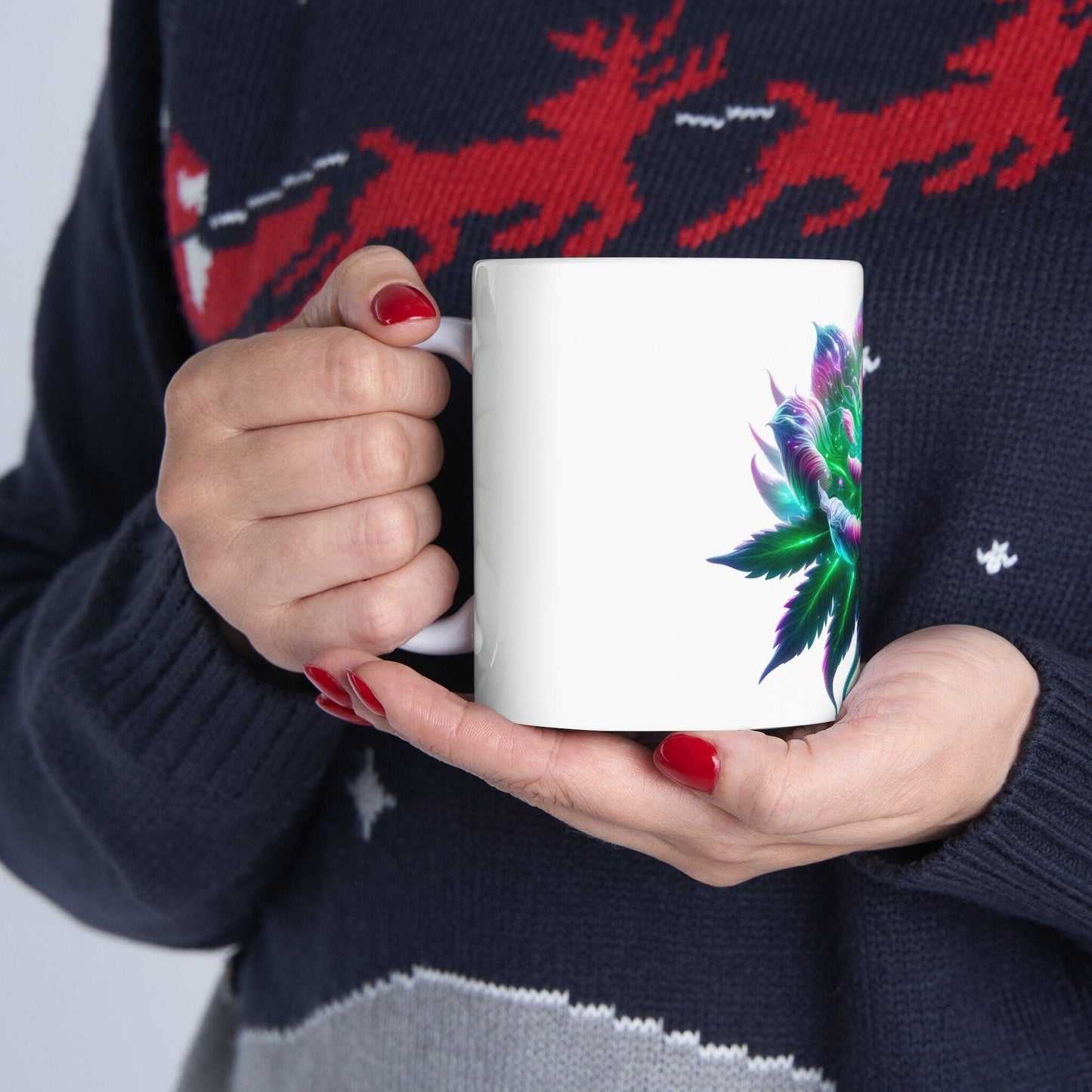 ALIEN WEED FLOWER - Weed Coffee Mugs (11oz) Perfect Gift for Smokers/ Marijuana Gift; Wake and Bake Mug - Cannabis Cup / Stoner Mug