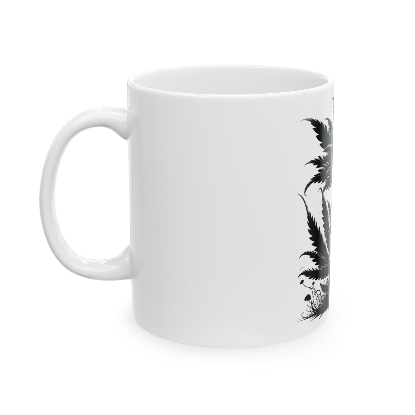 BLACK WEED FLOWER - Weed Coffee Mugs (11oz) Perfect Gift for Smokers/ Marijuana Gift; Wake and Bake Mug - Cannabis Cup / Stoner Mug