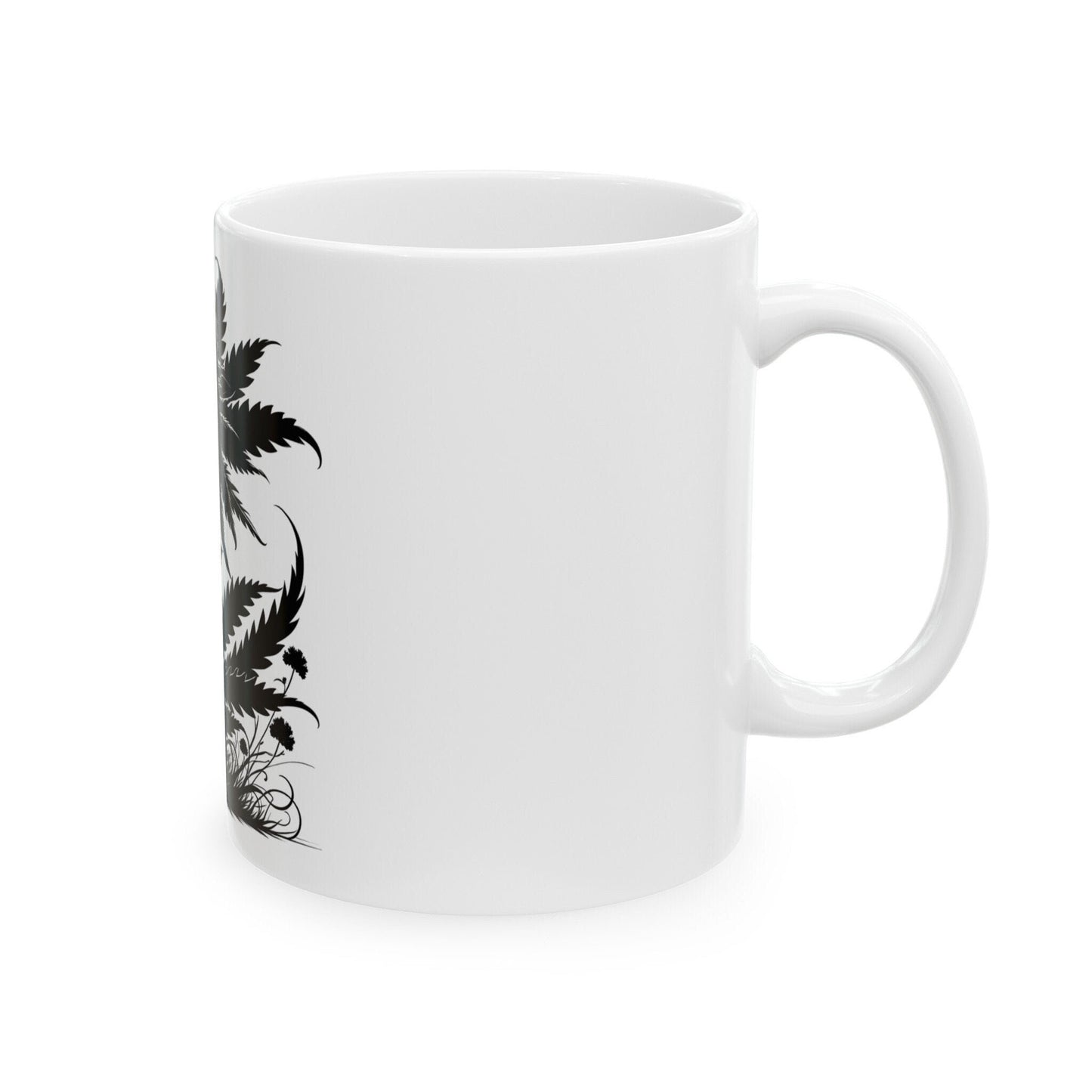 BLACK WEED FLOWER - Weed Coffee Mugs (11oz) Perfect Gift for Smokers/ Marijuana Gift; Wake and Bake Mug - Cannabis Cup / Stoner Mug