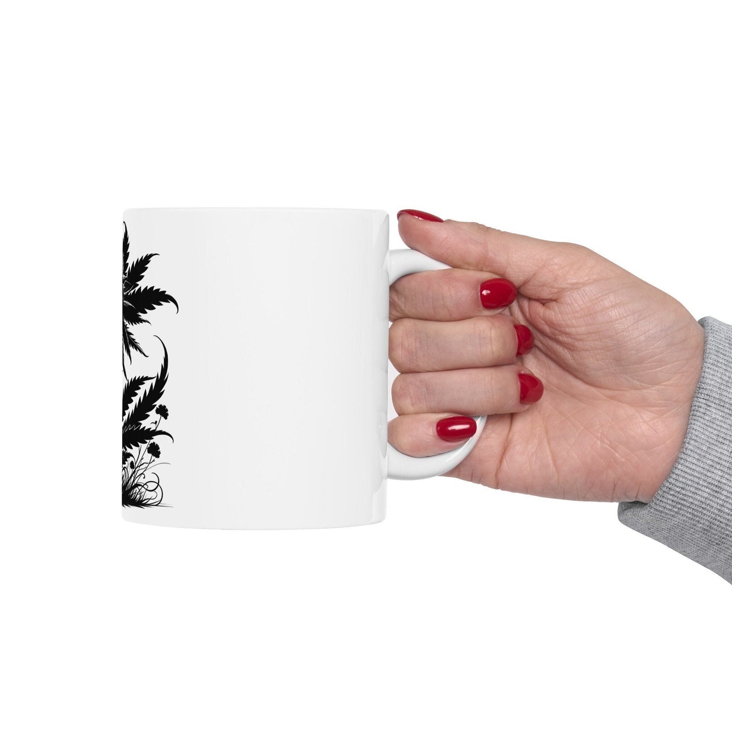BLACK WEED FLOWER - Weed Coffee Mugs (11oz) Perfect Gift for Smokers/ Marijuana Gift; Wake and Bake Mug - Cannabis Cup / Stoner Mug