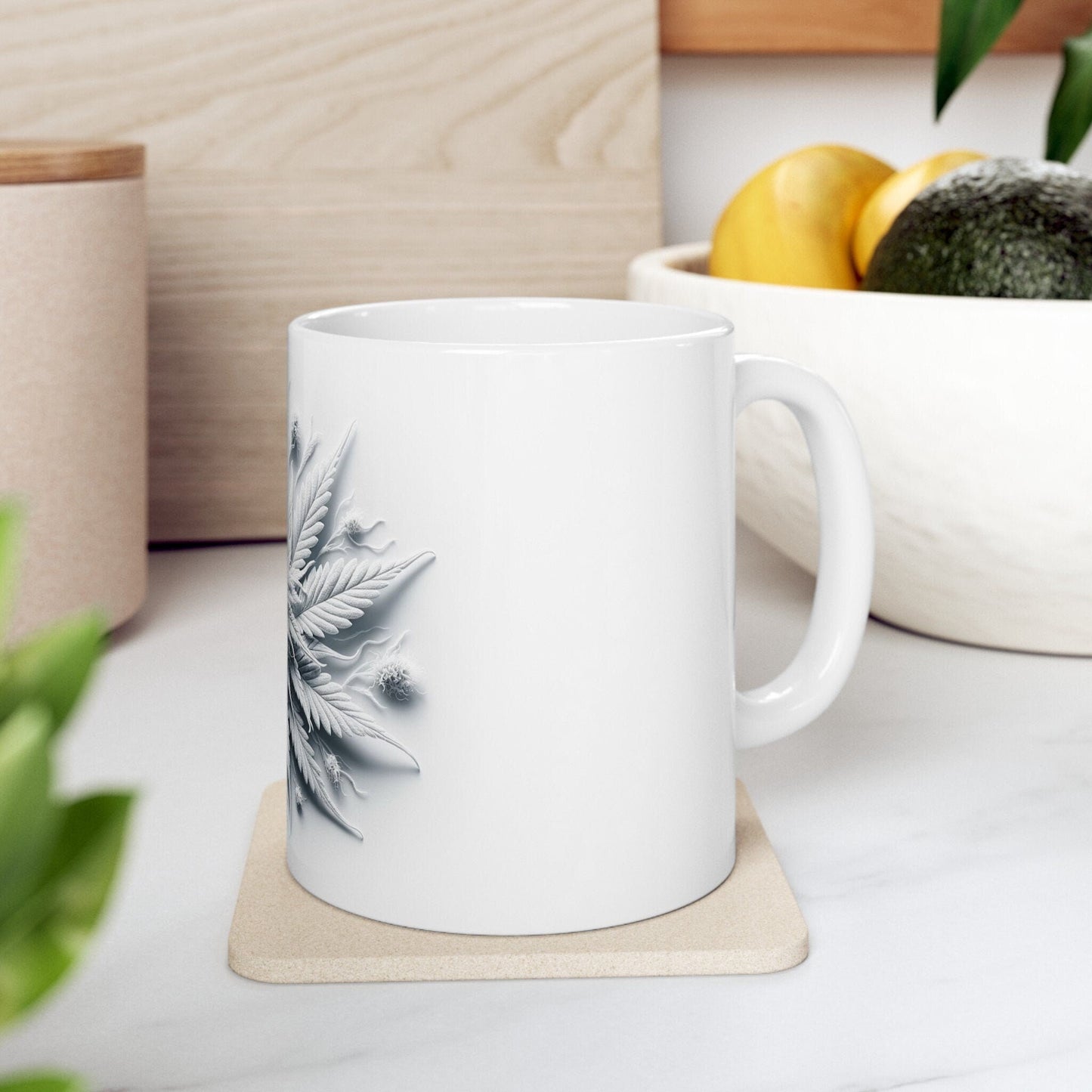 WHITE WEED FLOWER - Weed Coffee Mugs (11oz) Perfect Gift for Smokers/ Marijuana Gift; Wake and Bake Mug - Cannabis Cup / Stoner Mug
