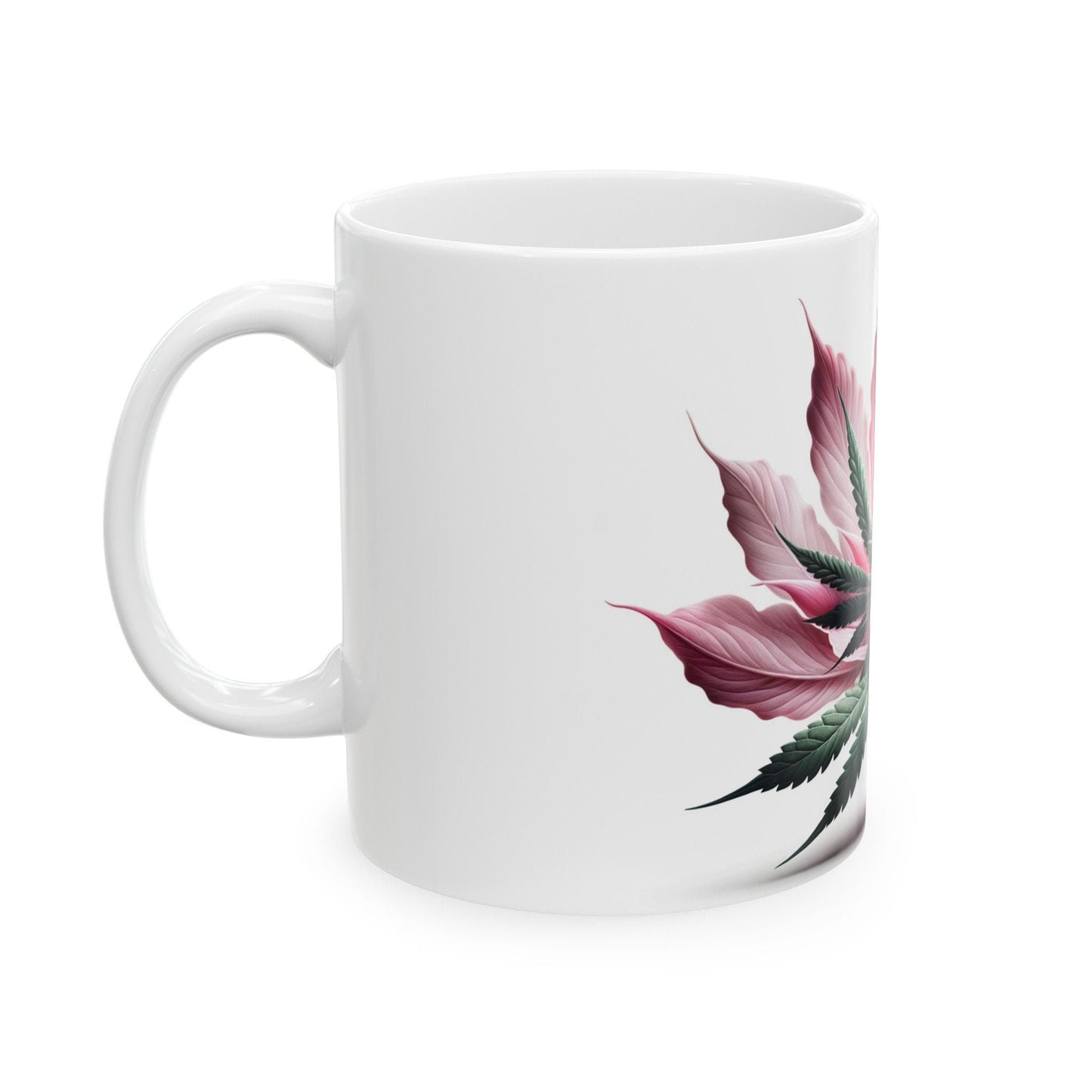 PINK WEED FLOWER - Weed Coffee Mugs (11oz) Perfect Gift for Smokers/ Marijuana Gift; Wake and Bake Mug - Cannabis Cup / Stoner Mug