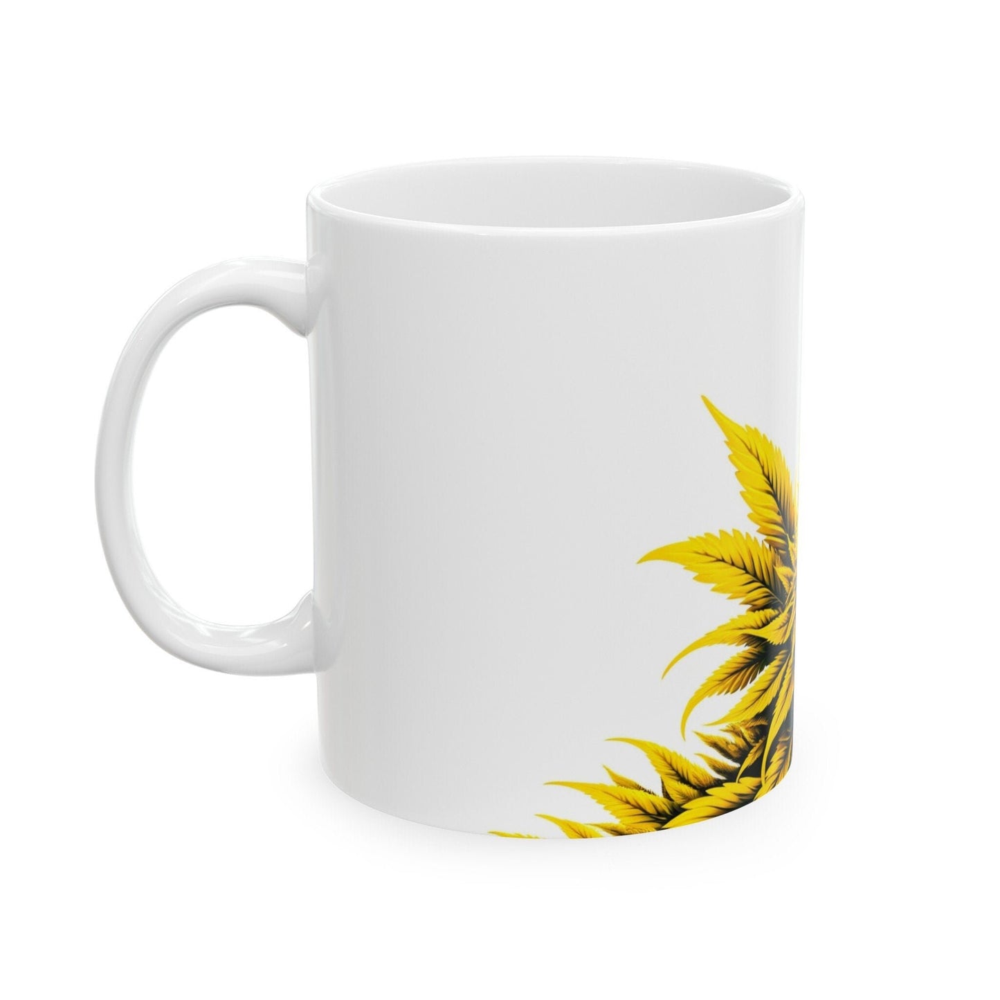YELLOW WEED FLOWER - Weed Coffee Mugs (11oz) Perfect Gift for Smokers/ Marijuana Gift; Wake and Bake Mug - Cannabis Cup / Stoner Mug