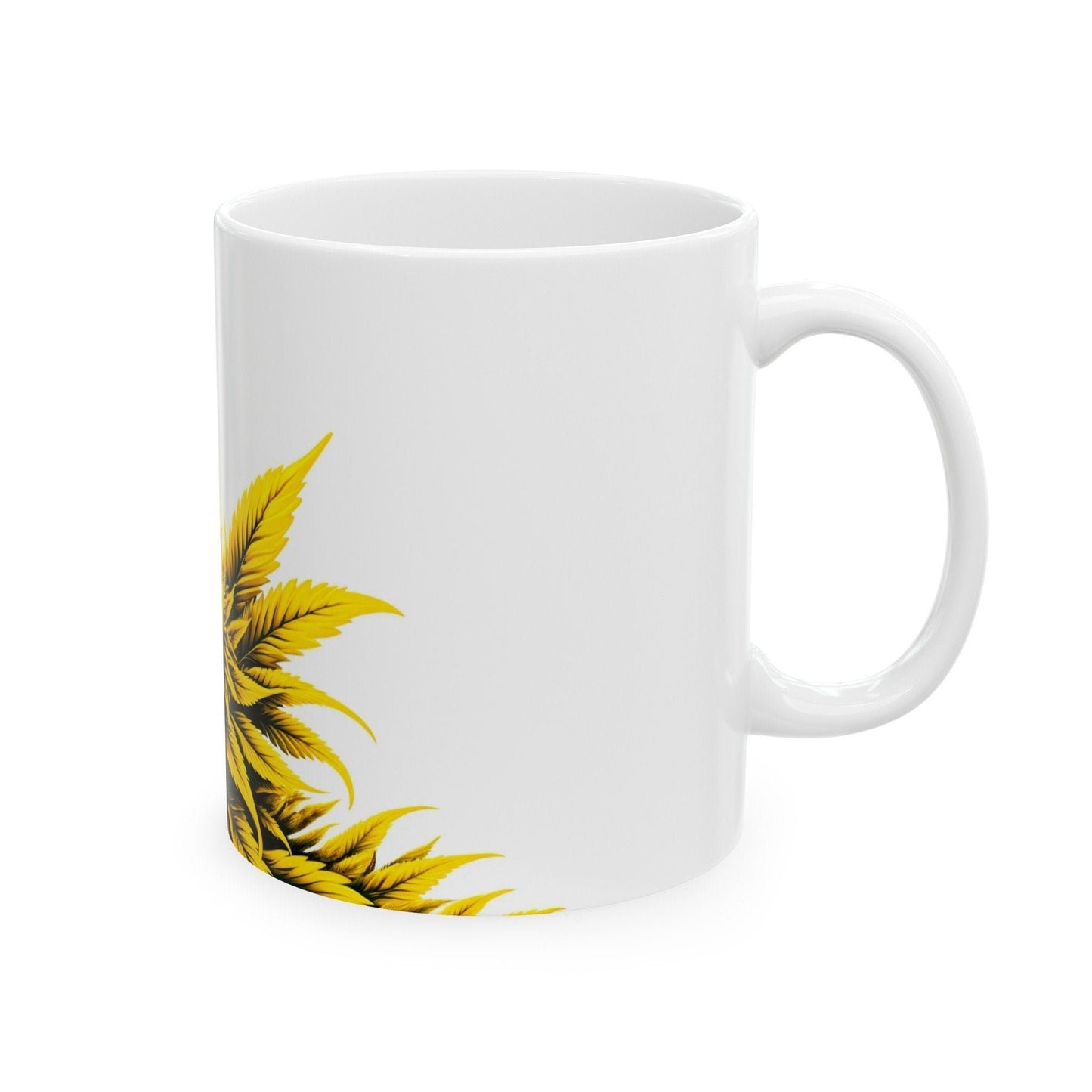 YELLOW WEED FLOWER - Weed Coffee Mugs (11oz) Perfect Gift for Smokers/ Marijuana Gift; Wake and Bake Mug - Cannabis Cup / Stoner Mug