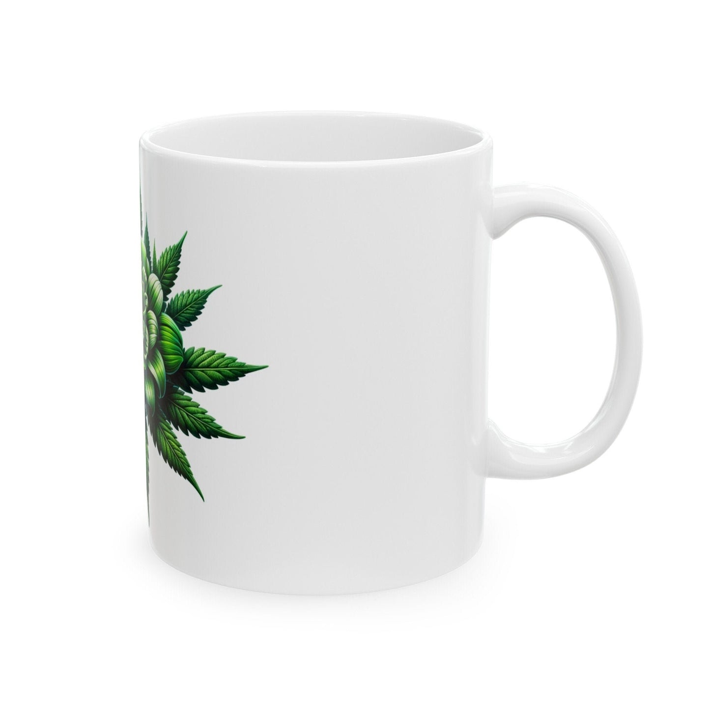 GREEN WEED FLOWER - Weed Coffee Mugs (11oz) Perfect Gift for Smokers/ Marijuana Gift; Wake and Bake Mug - Cannabis Cup / Stoner Mug