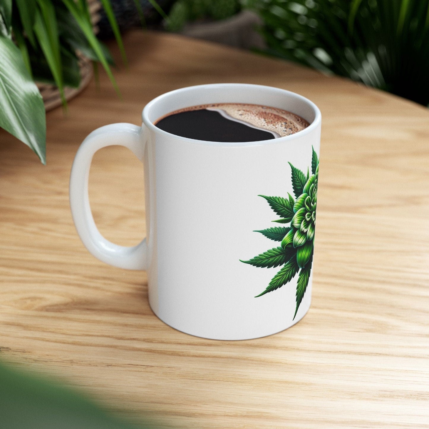 GREEN WEED FLOWER - Weed Coffee Mugs (11oz) Perfect Gift for Smokers/ Marijuana Gift; Wake and Bake Mug - Cannabis Cup / Stoner Mug