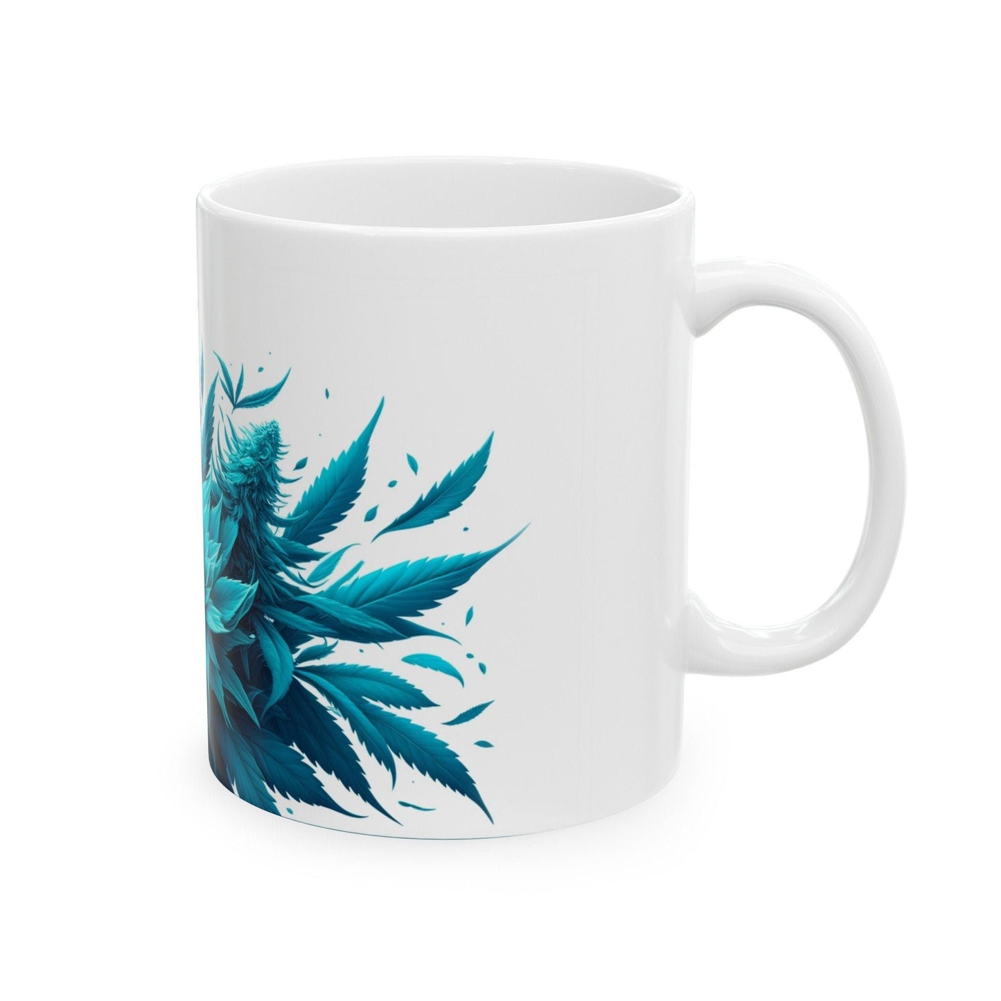 CYAN WEED FLOWER - Weed Coffee Mugs (11oz) Perfect Gift for Smokers/ Marijuana Gift; Wake and Bake Mug - Cannabis Cup / Stoner Mug
