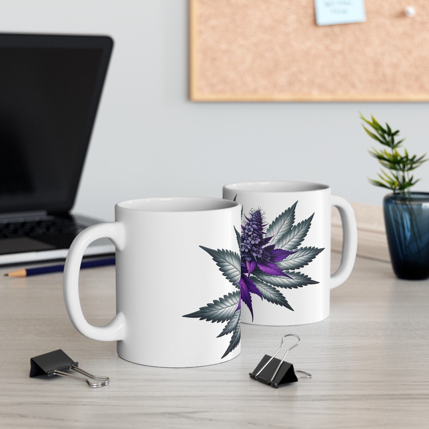 PURPLE WEED FLOWER - Weed Coffee Mugs (11oz) Perfect Gift for Smokers/ Marijuana Gift; Wake and Bake Mug - Cannabis Cup / Stoner Mug