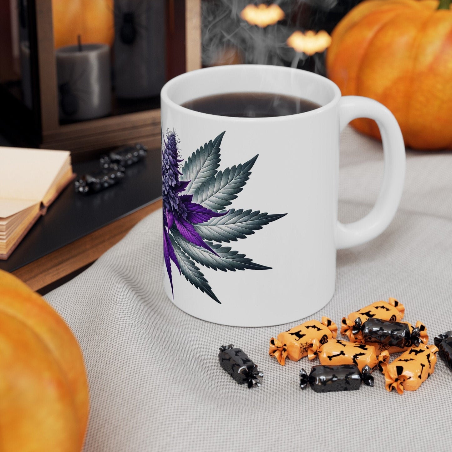 PURPLE WEED FLOWER - Weed Coffee Mugs (11oz) Perfect Gift for Smokers/ Marijuana Gift; Wake and Bake Mug - Cannabis Cup / Stoner Mug
