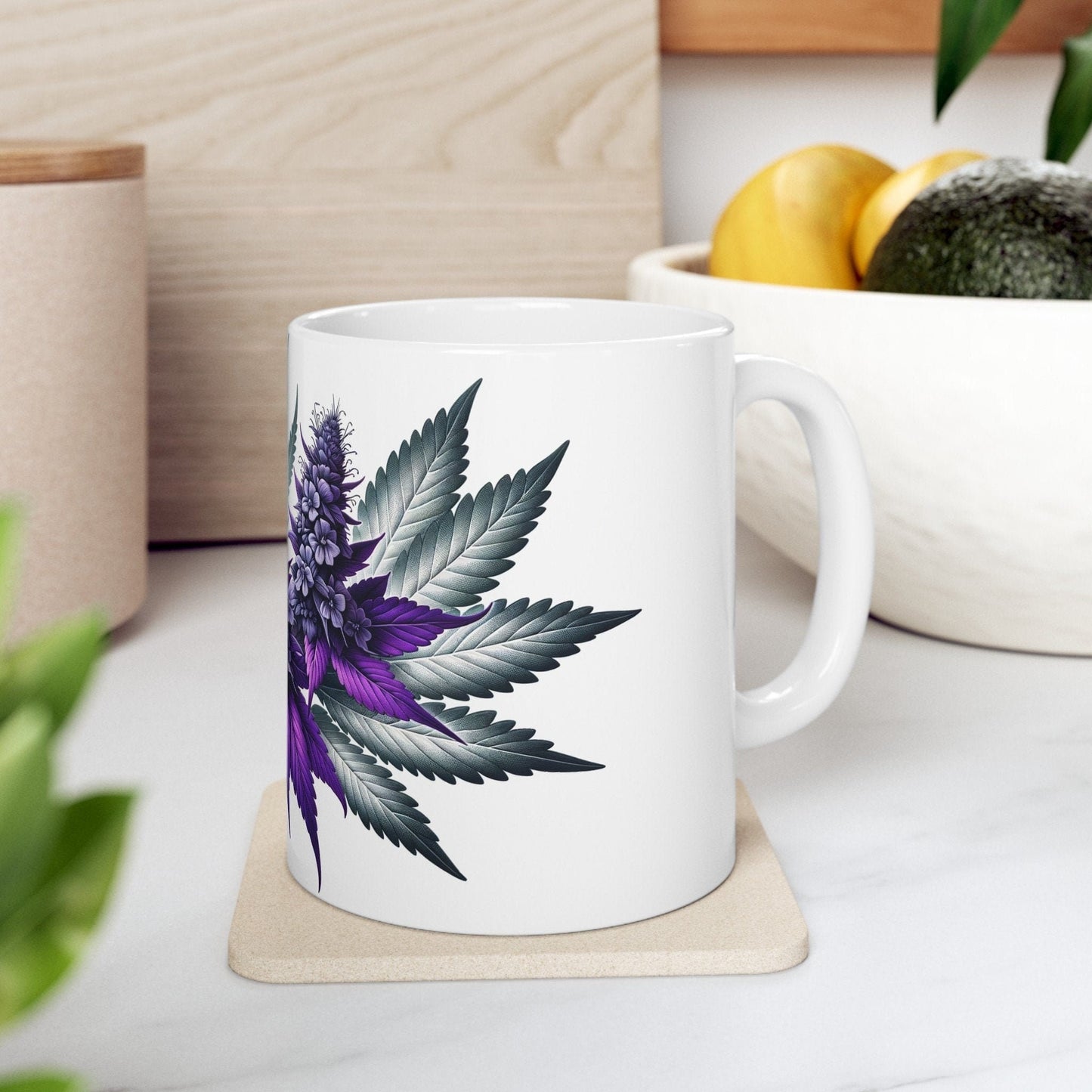 PURPLE WEED FLOWER - Weed Coffee Mugs (11oz) Perfect Gift for Smokers/ Marijuana Gift; Wake and Bake Mug - Cannabis Cup / Stoner Mug
