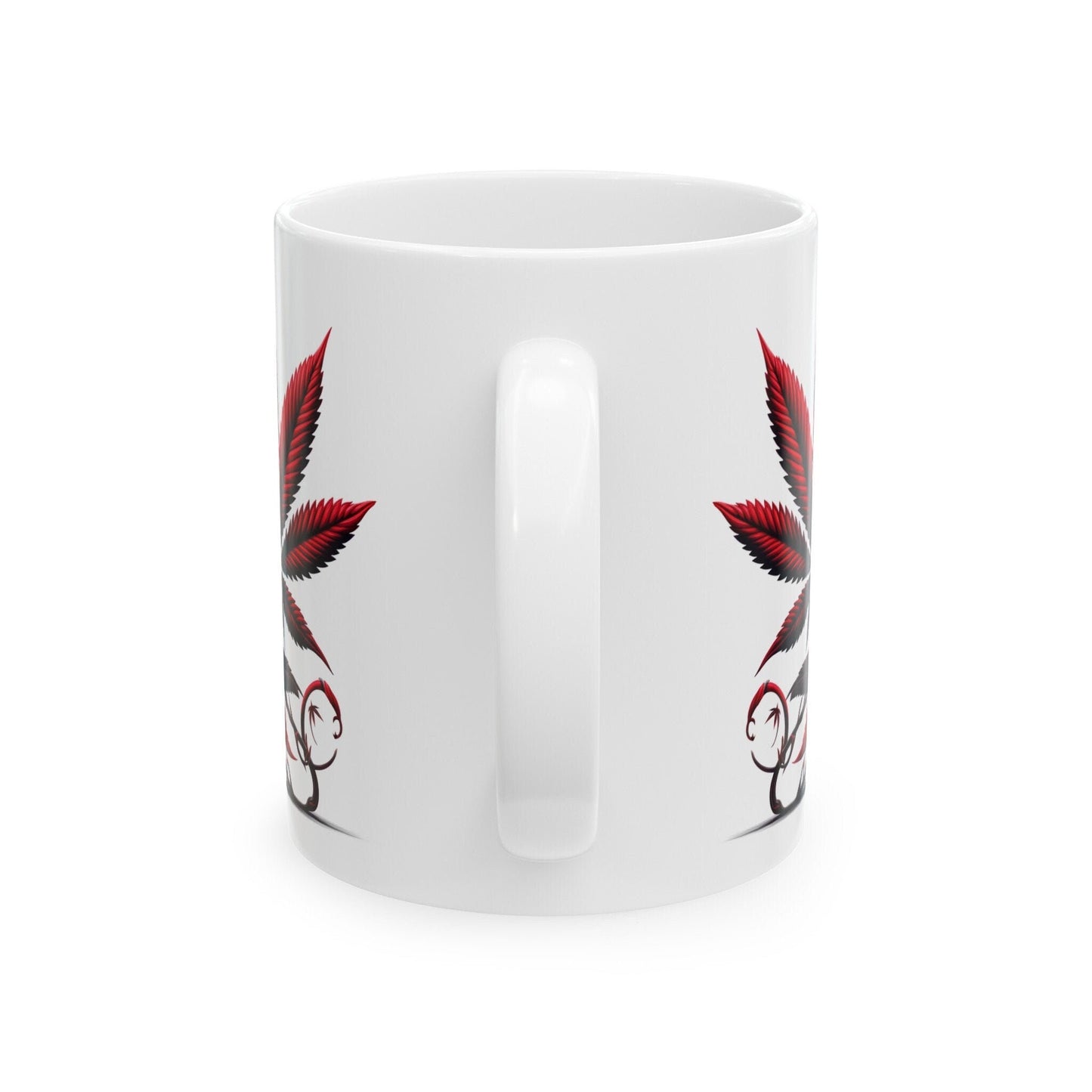 RED WEED FLOWER - Weed Coffee Mugs (11oz) Perfect Gift for Smokers/ Marijuana Gift; Wake and Bake Mug - Cannabis Cup / Stoner Mug