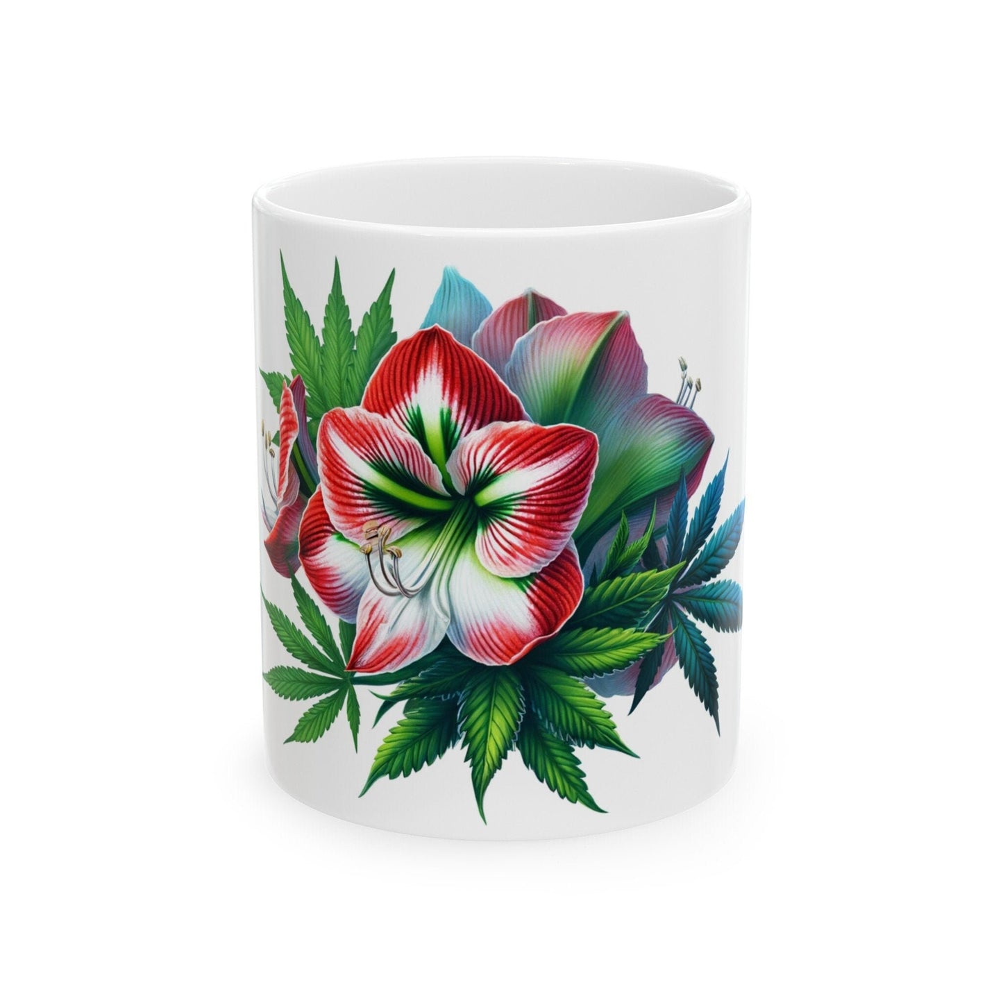AMARYLLIS WEED FLOWER - Weed Coffee Mugs (11oz) Perfect Gift for Smokers/ Marijuana Gift; Wake and Bake Mug - Cannabis Cup / Stoner Mug