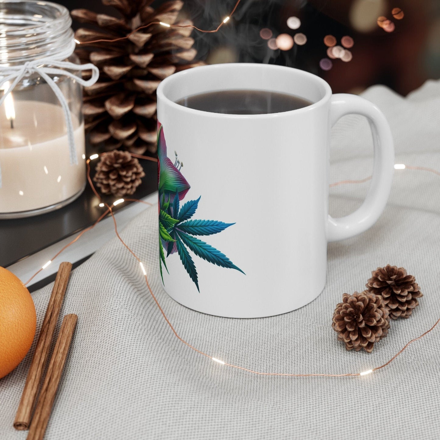 AMARYLLIS WEED FLOWER - Weed Coffee Mugs (11oz) Perfect Gift for Smokers/ Marijuana Gift; Wake and Bake Mug - Cannabis Cup / Stoner Mug