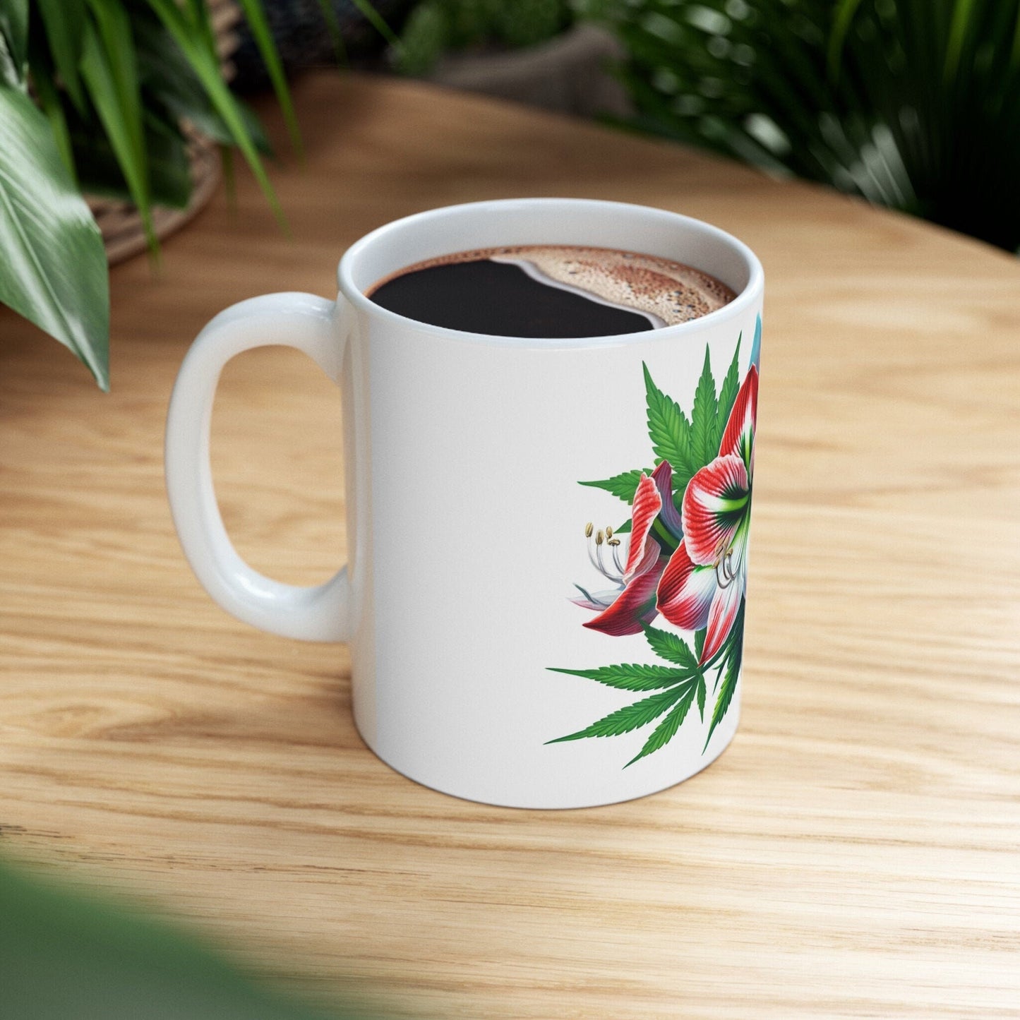 AMARYLLIS WEED FLOWER - Weed Coffee Mugs (11oz) Perfect Gift for Smokers/ Marijuana Gift; Wake and Bake Mug - Cannabis Cup / Stoner Mug