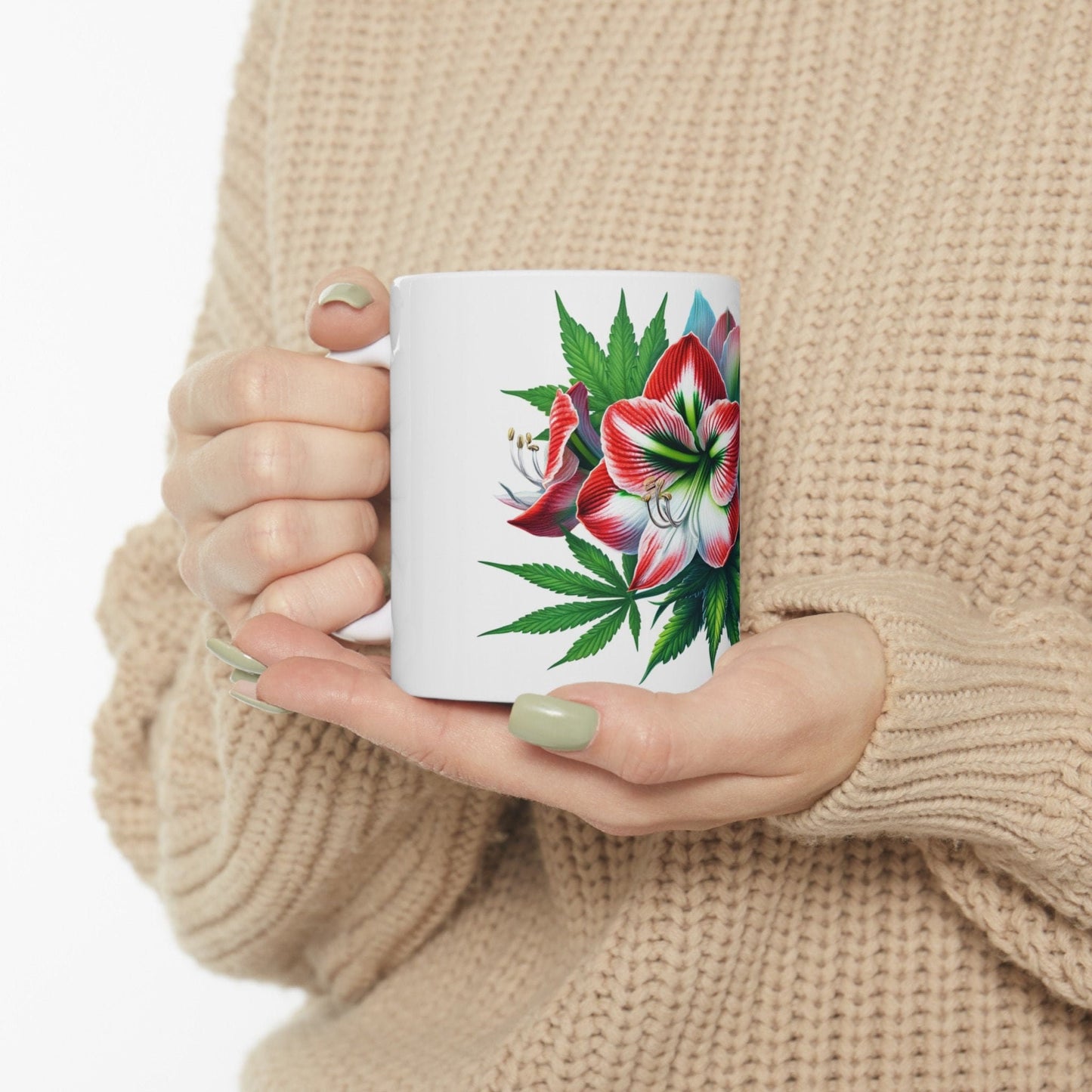 AMARYLLIS WEED FLOWER - Weed Coffee Mugs (11oz) Perfect Gift for Smokers/ Marijuana Gift; Wake and Bake Mug - Cannabis Cup / Stoner Mug