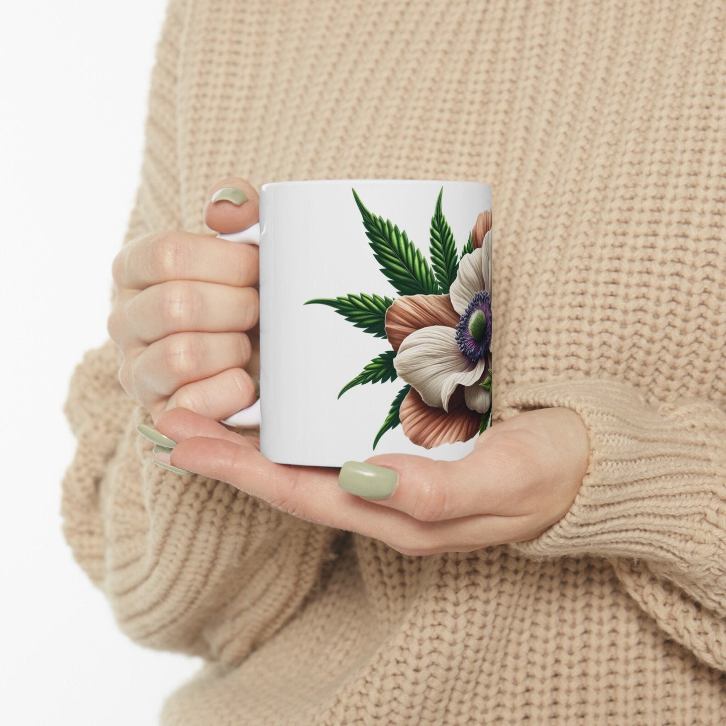 ANEMONE WEED FLOWER - Weed Coffee Mugs (11oz) Perfect Gift for Smokers/ Marijuana Gift; Wake and Bake Mug - Cannabis Cup / Stoner Mug
