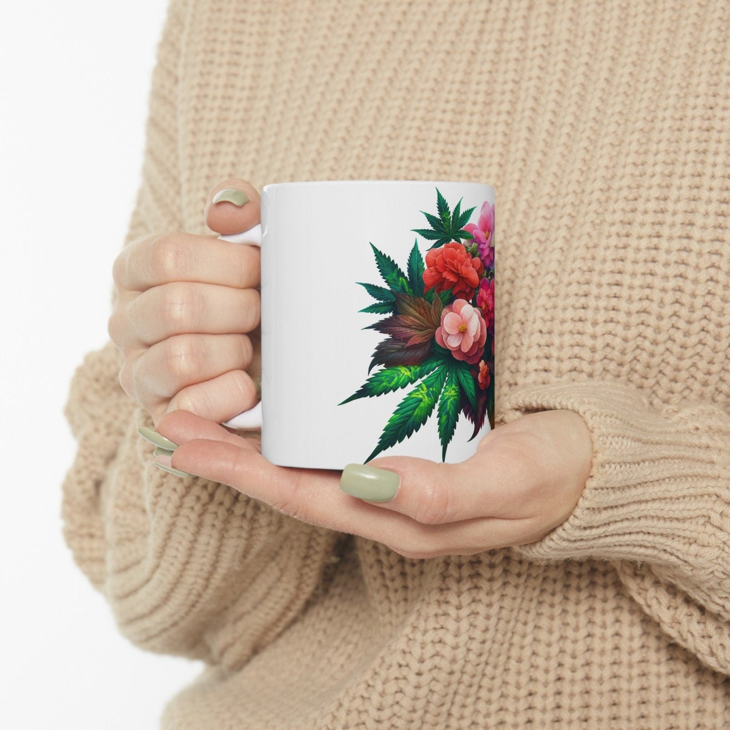 BEGONIA WEED FLOWER - Weed Coffee Mugs (11oz) Perfect Gift for Smokers/ Marijuana Gift; Wake and Bake Mug - Cannabis Cup / Stoner Mug