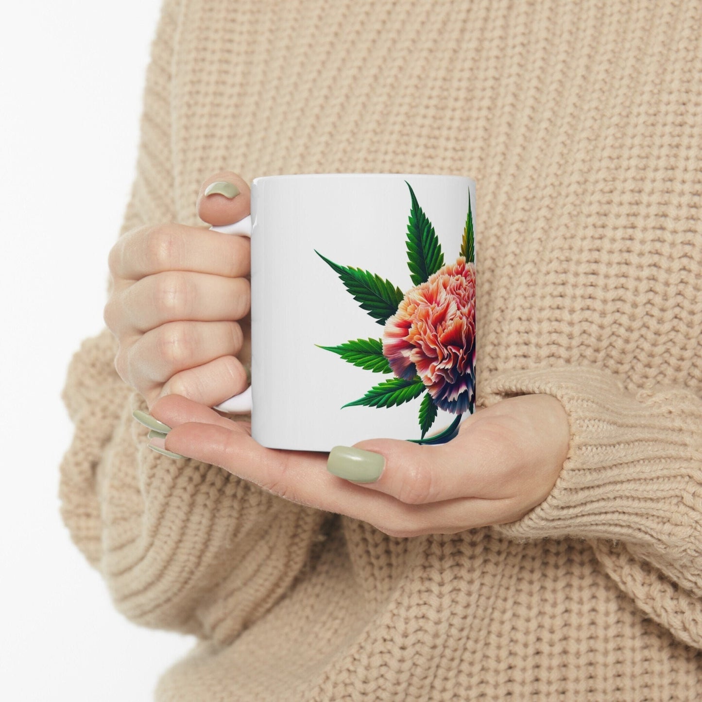 CARNATION WEED FLOWER - Weed Coffee Mugs (11oz) Perfect Gift for Smokers/ Marijuana Gift; Wake and Bake Mug - Cannabis Cup / Stoner Mug