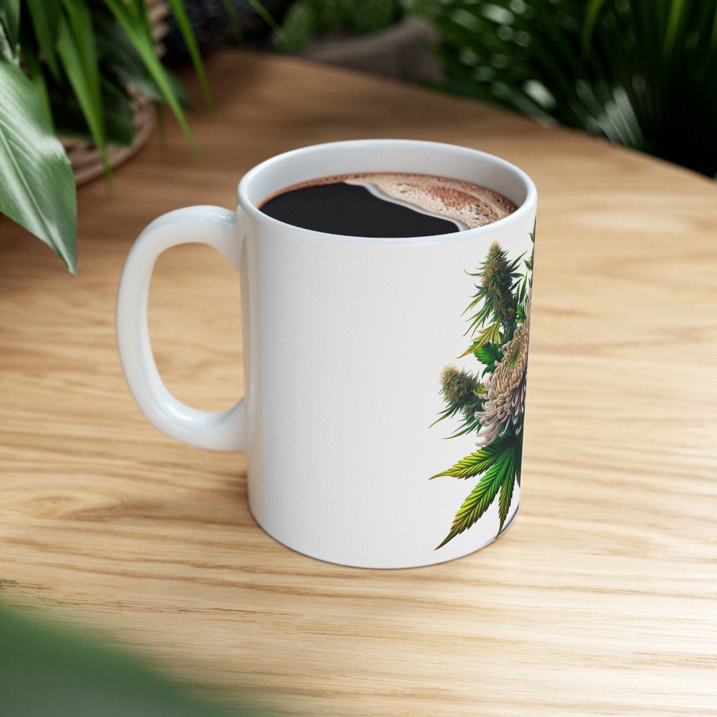 CHRYSANTHEMUM WEED FLOWER - Weed Coffee Mugs (11oz) Perfect Gift for Smokers/ Marijuana Gift; Wake and Bake Mug - Cannabis Cup / Stoner Mug